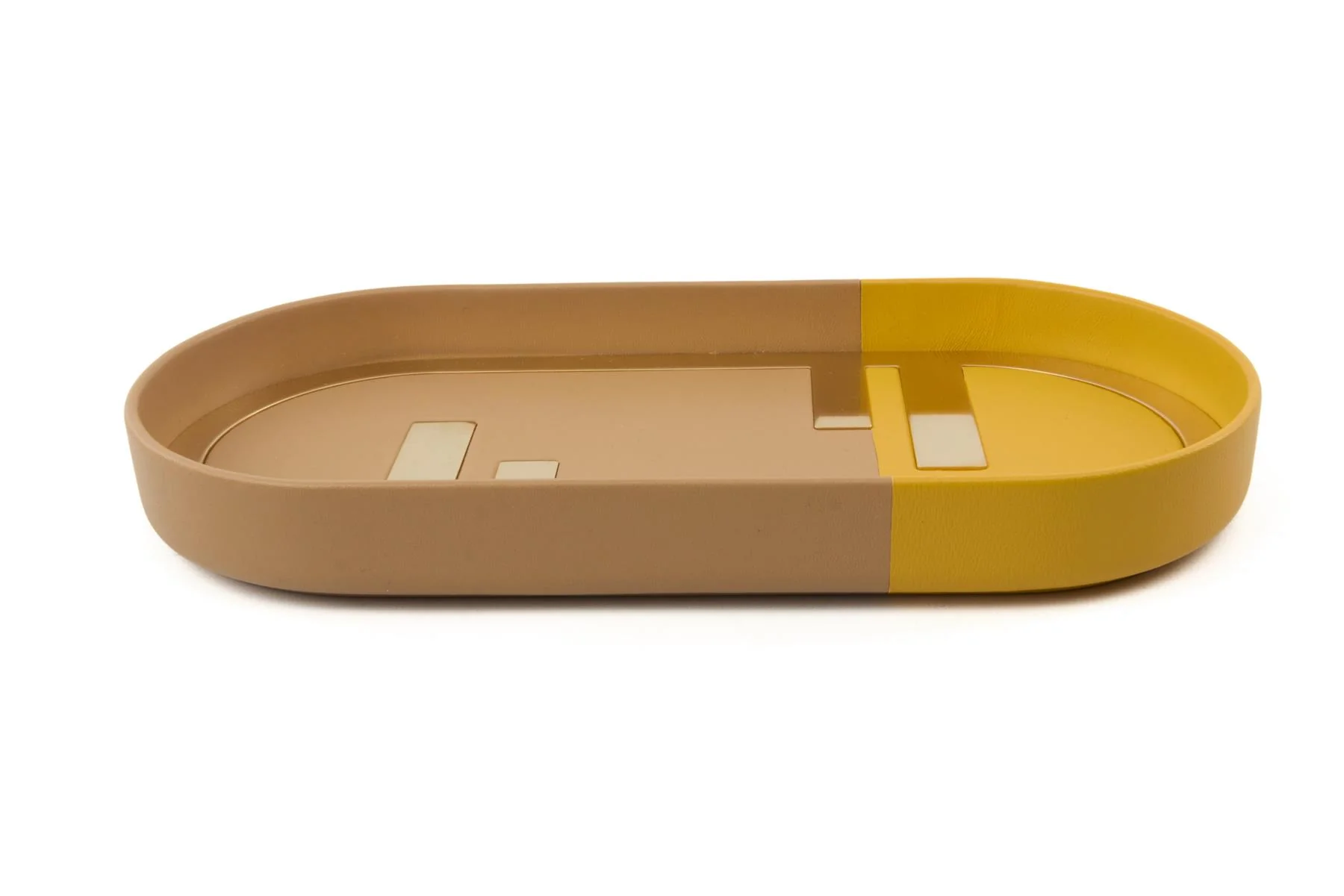 FENDI YELLOW O'LOCK OVAL LEATHER TRAY - Image 6