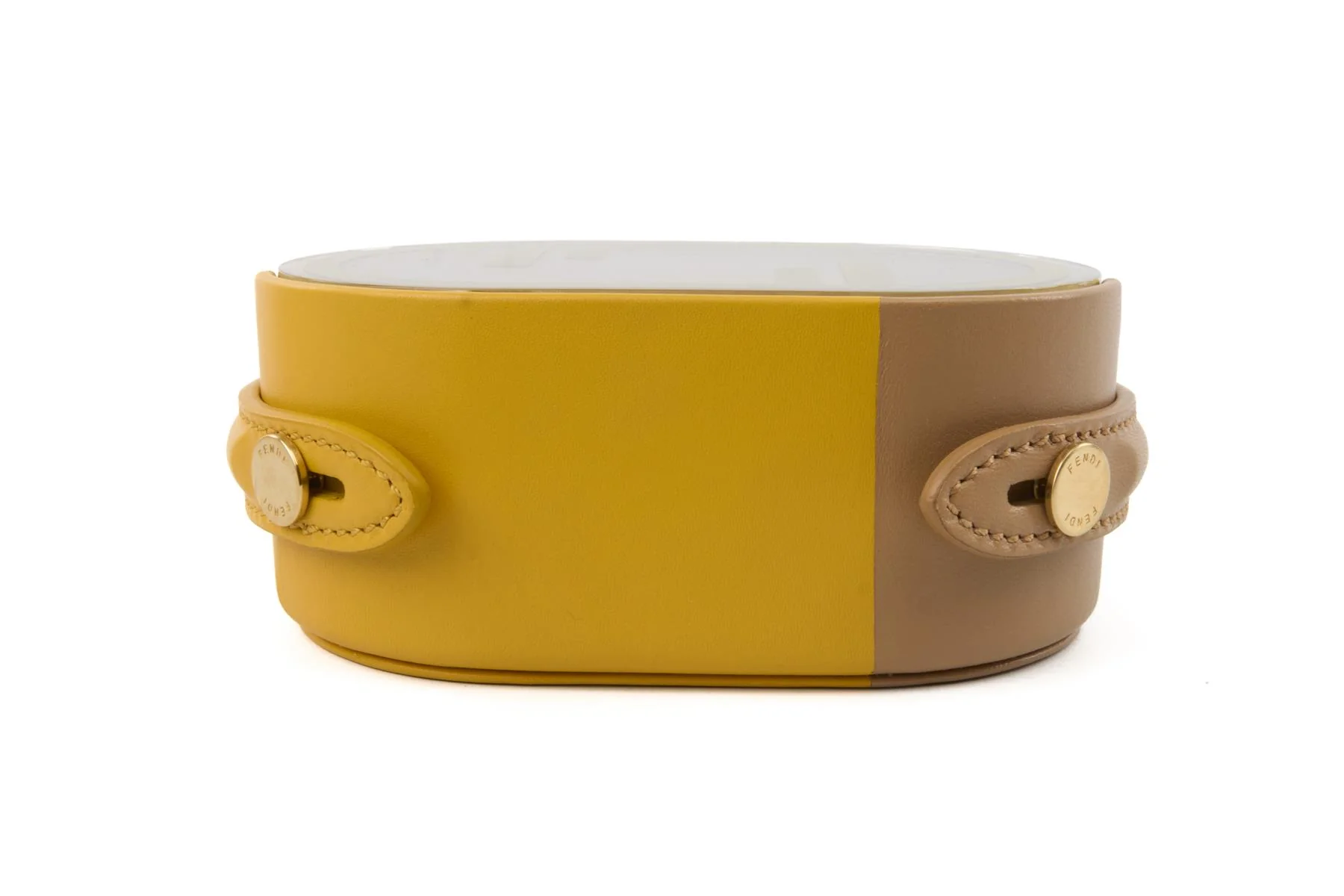 FENDI YELLOW O'LOCK OVAL LEATHER TRINKET BOX - Image 2