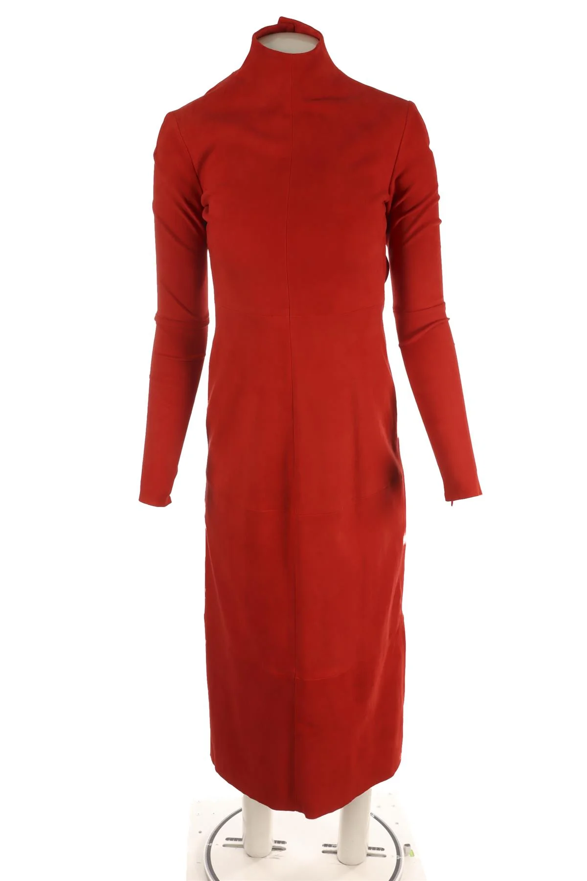FERRAGAMO RED SUEDE MAXI DRESS IT 36 UK 4 - Image 2