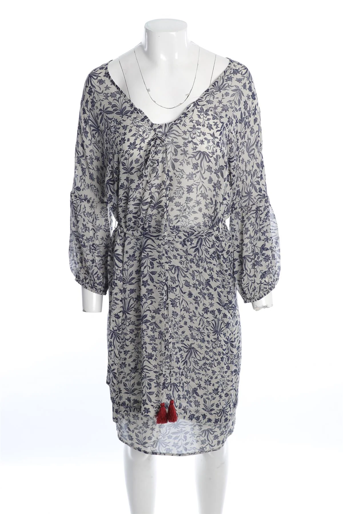 FIGURE BLUE SILK MINI DRESS SMALL - Image 2
