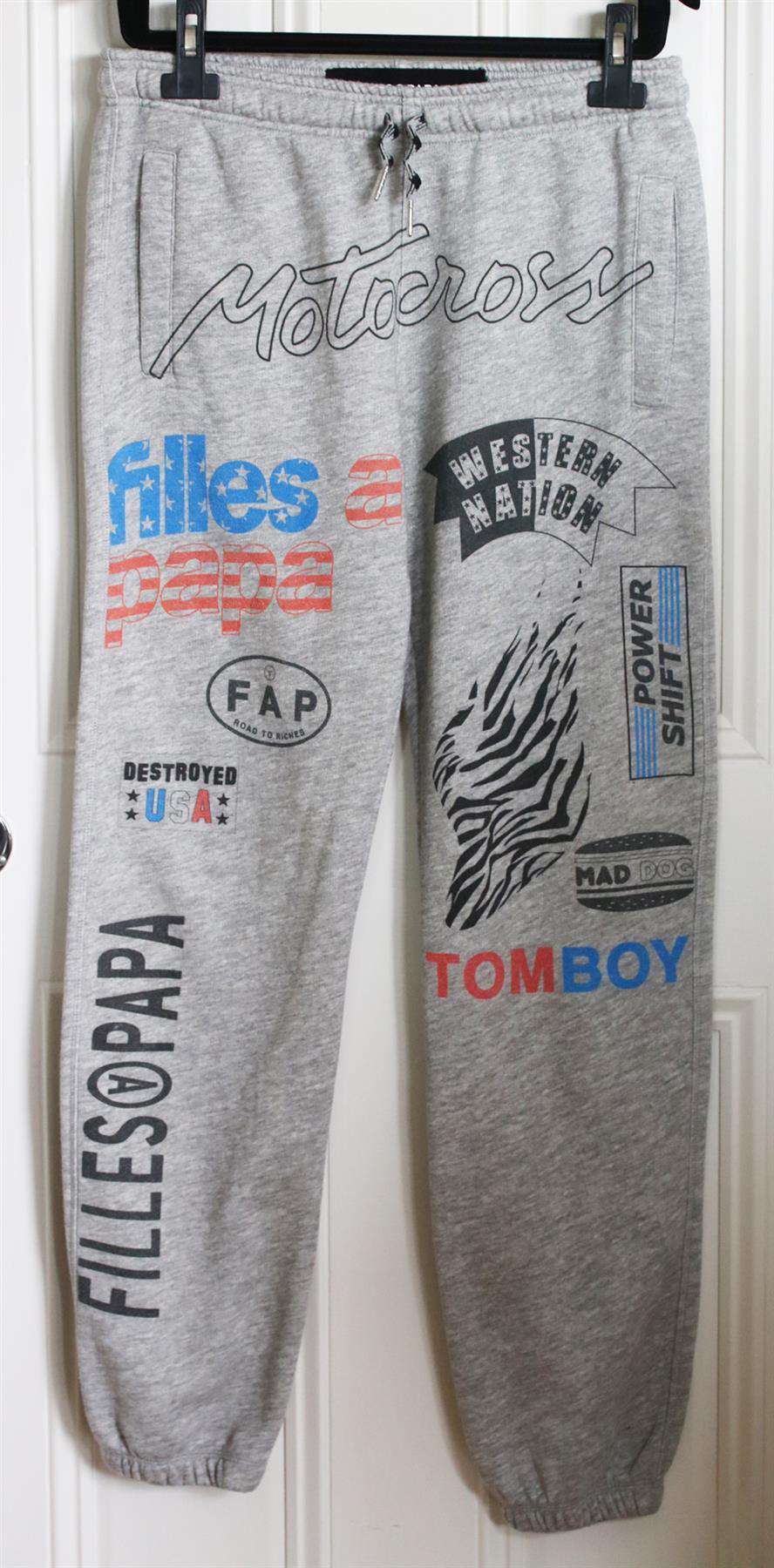 FILLES A PAPA SLOGAN PRINT COTTON JERSEY TRACK PANTS UK 8 - Image 2