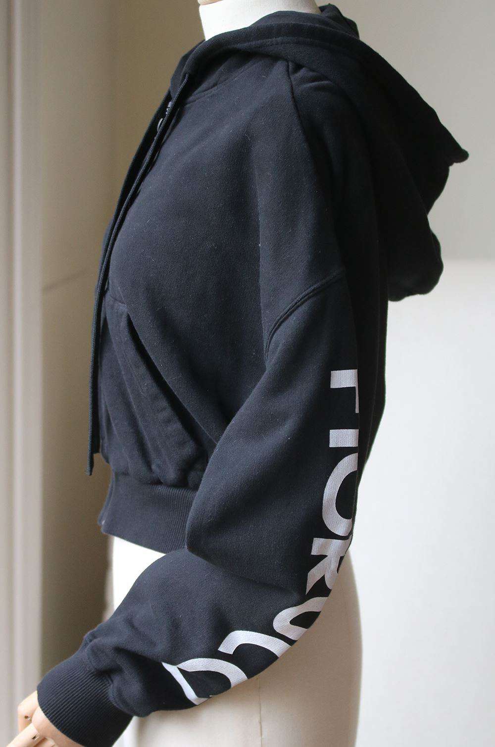 FIORUCCI LOGO COTTON FLEECE CROP HOODIE LARGE - Image 2