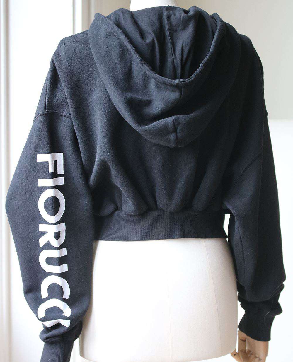 FIORUCCI LOGO COTTON FLEECE CROP HOODIE LARGE - Image 3
