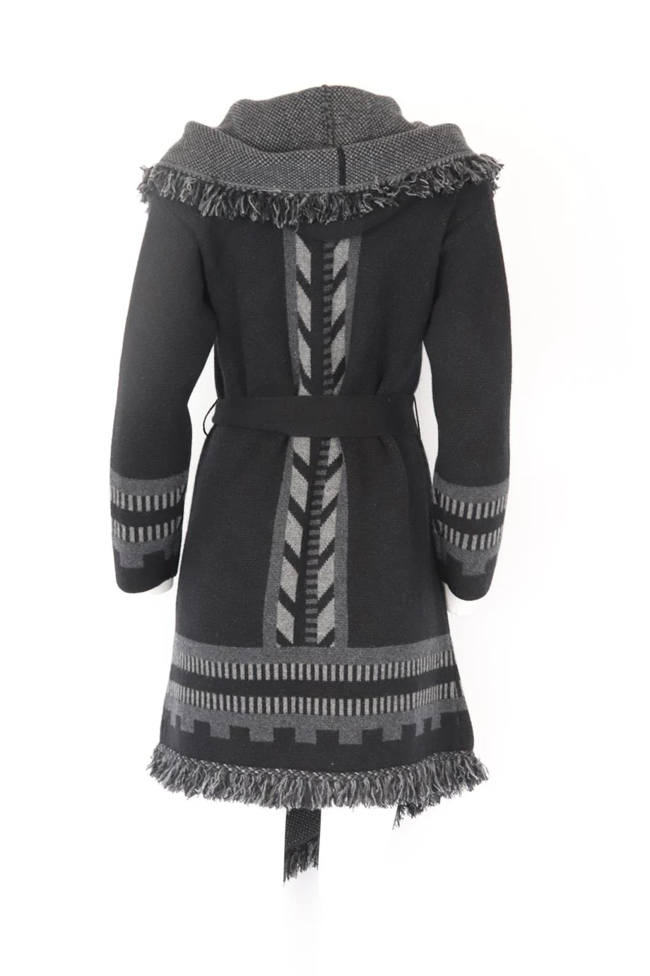 FLEETWOOD LA FRINGED JACQUARD KNIT CASHMERE CARDIGAN XSMALL-SMALL - Image 4