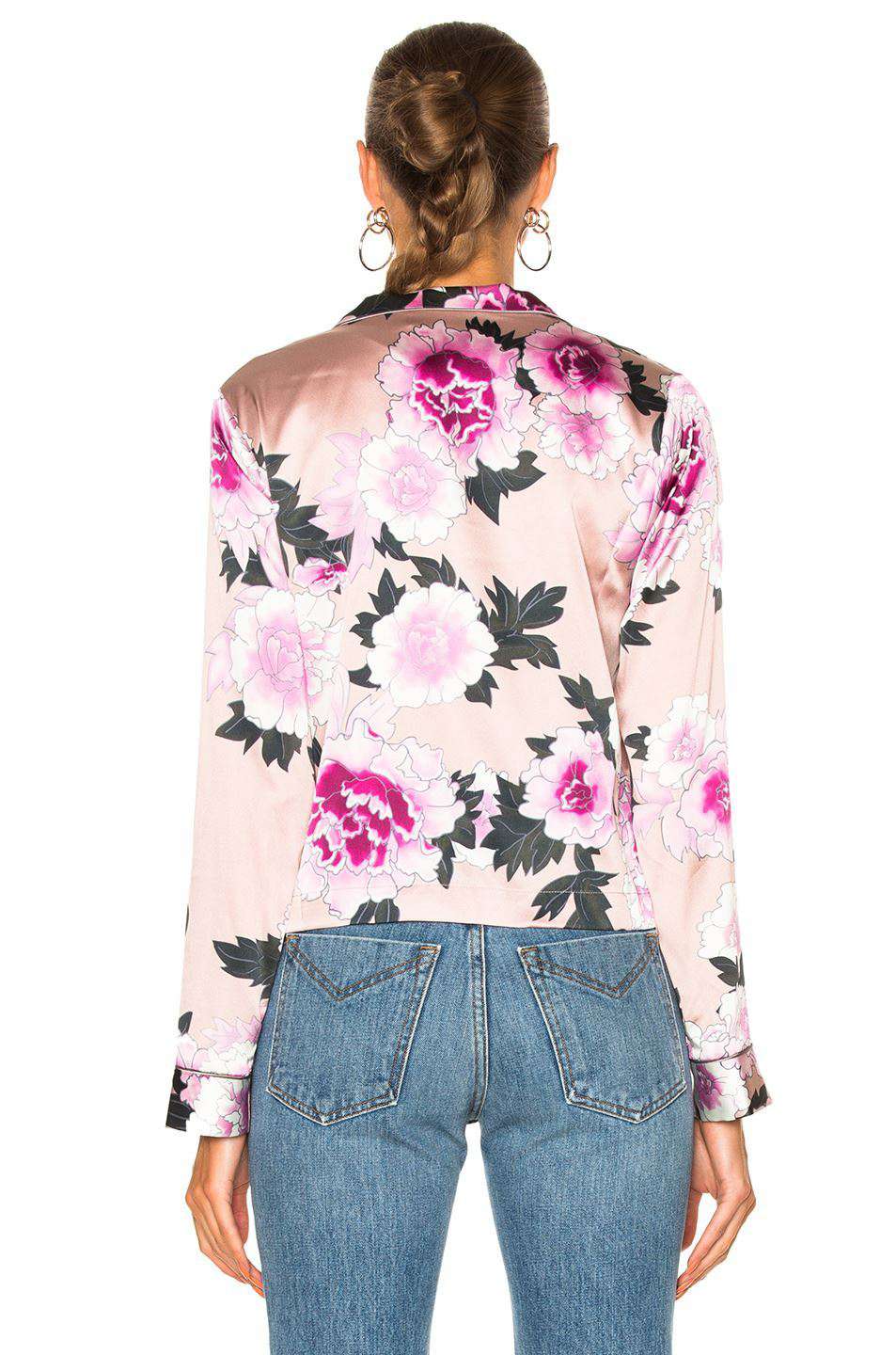 FLEUR DU MAL FLORAL-PRINT SILK PYJAMA TOP MEDIUM - Image 3
