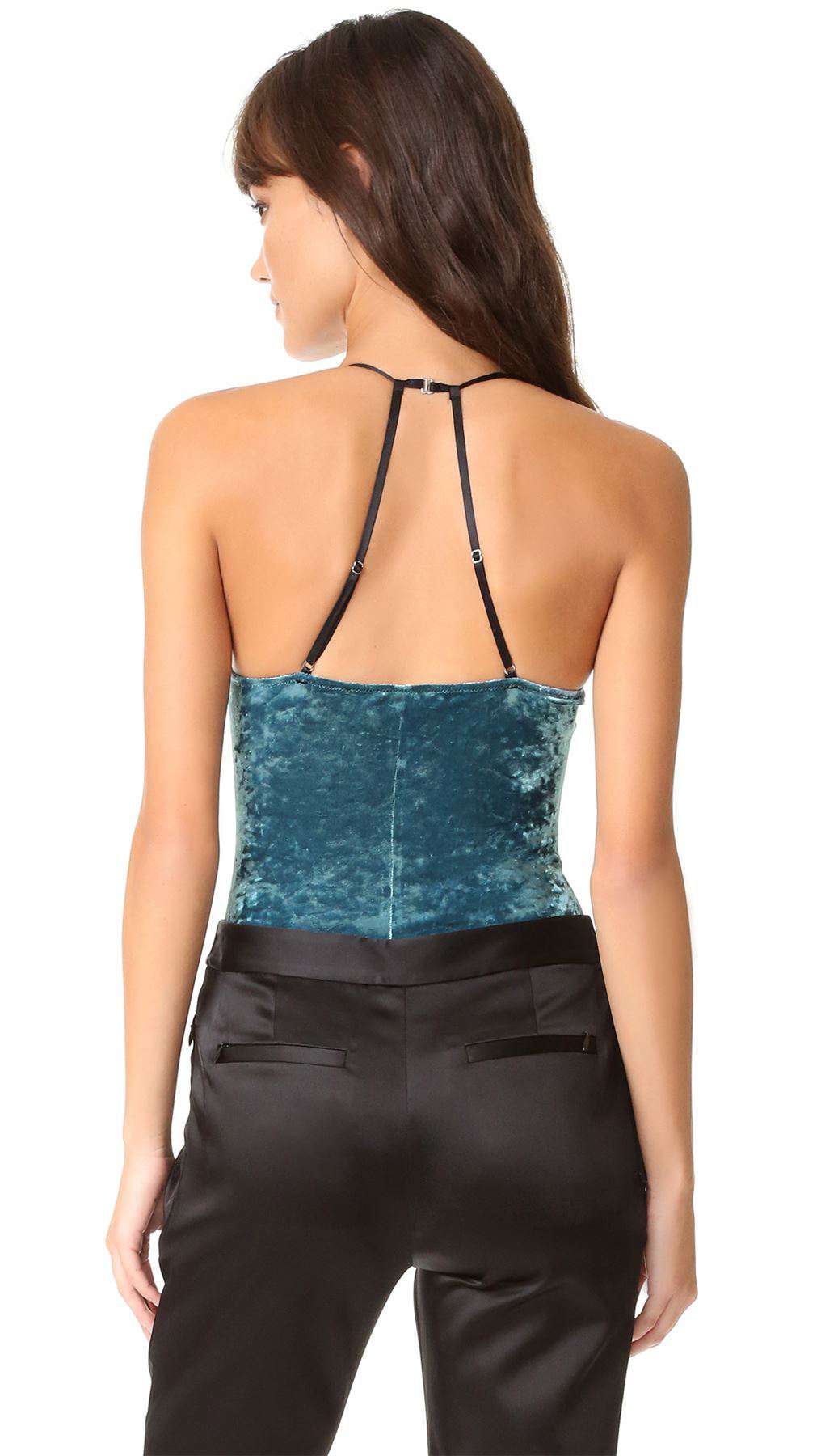 FLEUR DU MAL GLAZED VELVET V-NECK BODYSUIT SMALL - Image 3