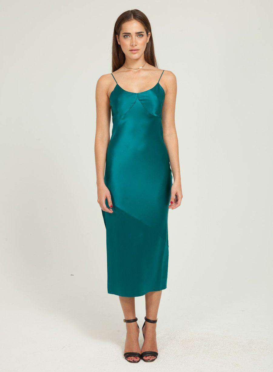 FLEUR DU MAL JADE GREEN BIAS SLIP GOWN DRESS SMALL - Image 2