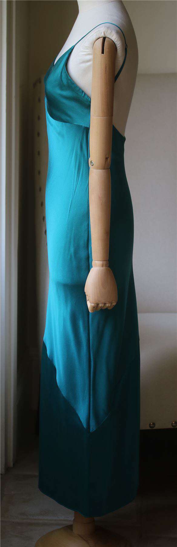 FLEUR DU MAL JADE GREEN BIAS SLIP GOWN DRESS SMALL - Image 4