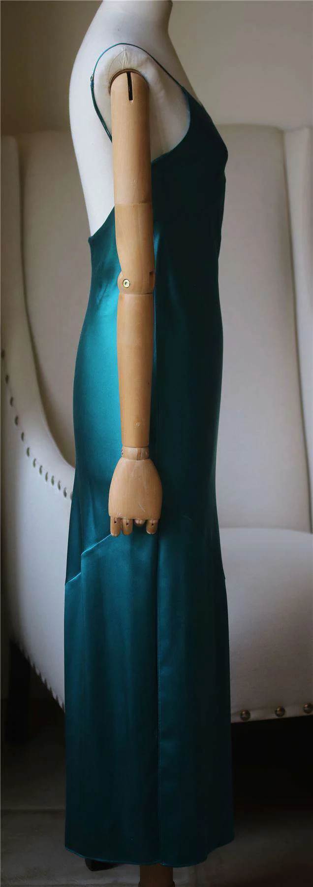FLEUR DU MAL JADE GREEN BIAS SLIP GOWN DRESS SMALL - Image 6