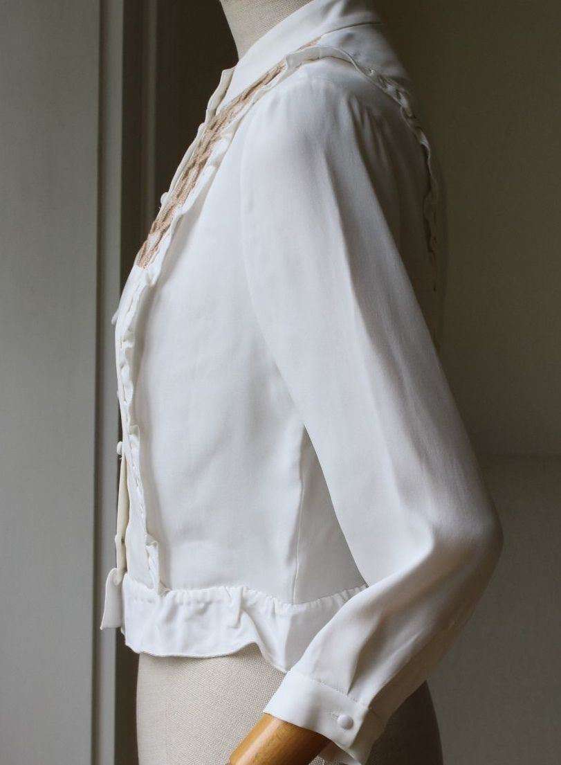 FLEUR DU MAL LACE INSERT RUFFLE BLOUSE TOP SMALL - Image 6