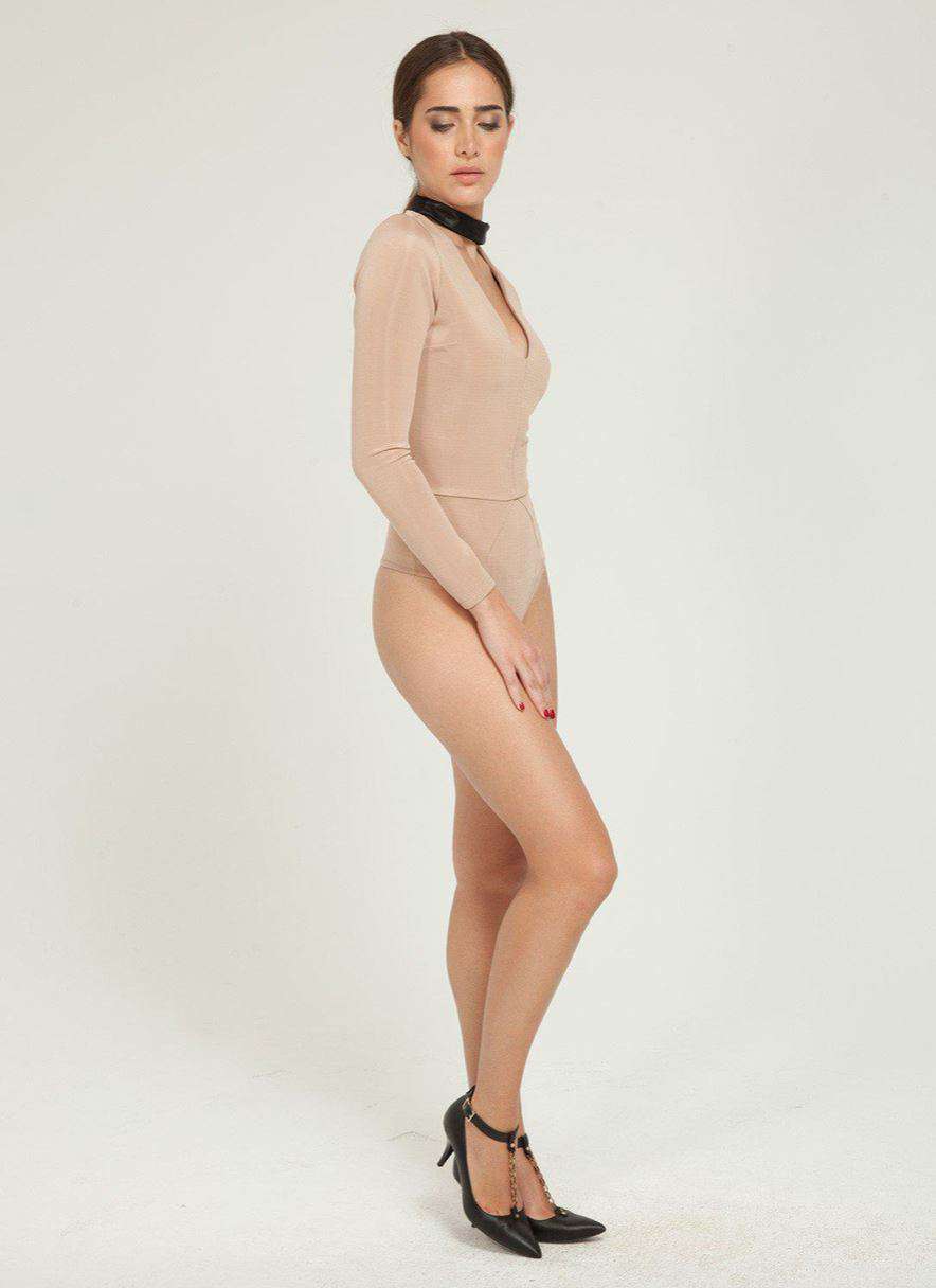 FLEUR DU MAL LEATHER CHOKER BODYSUIT SMALL - Image 2