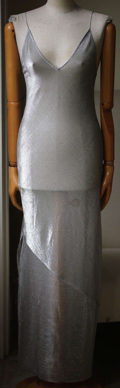 FLEUR DU MAL PLATINUM LONG SLIP DRESS SMALL - Image 3