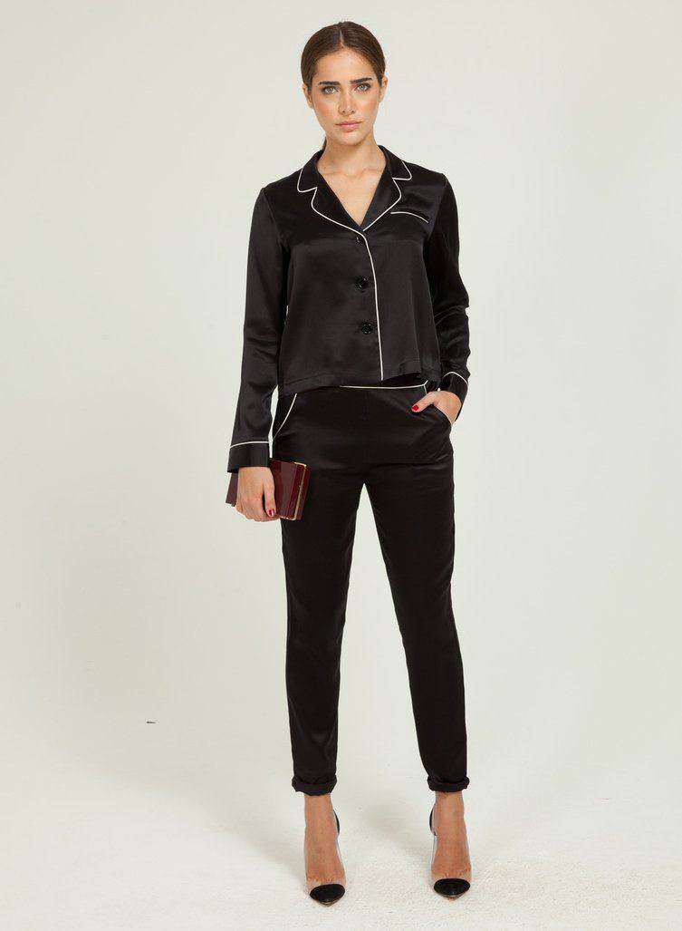 FLEUR DU MAL SILK-SATIN PYJAMA TOP SMALL - Image 2