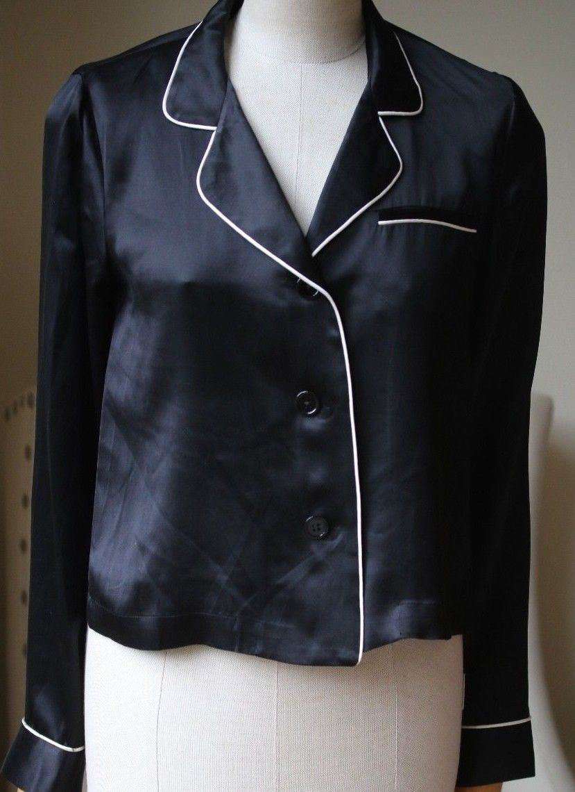 FLEUR DU MAL SILK-SATIN PYJAMA TOP SMALL - Image 4