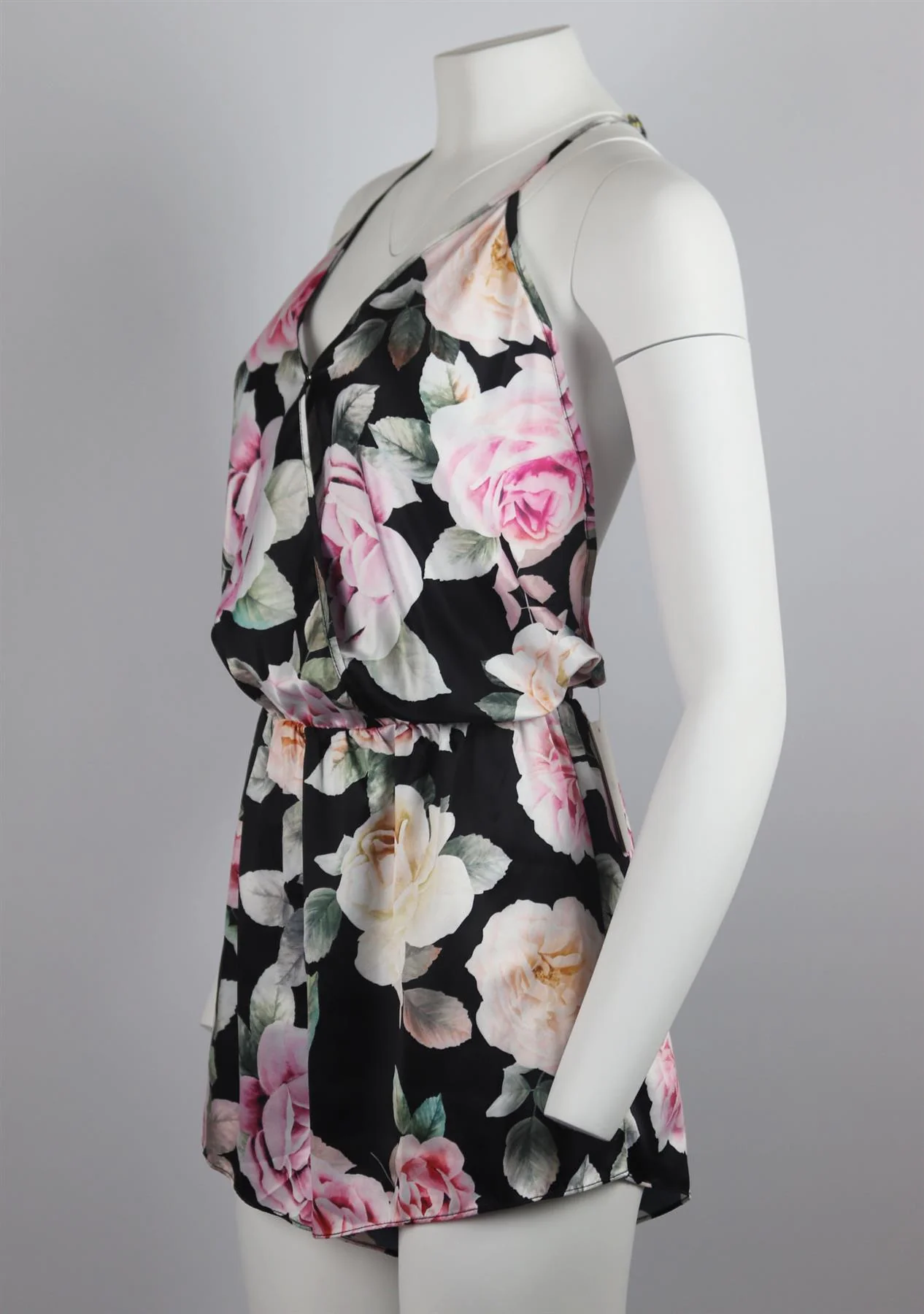 FLORA NIKROOZ FLORAL PRINT SATIN PLAYSUIT LARGE - Image 3