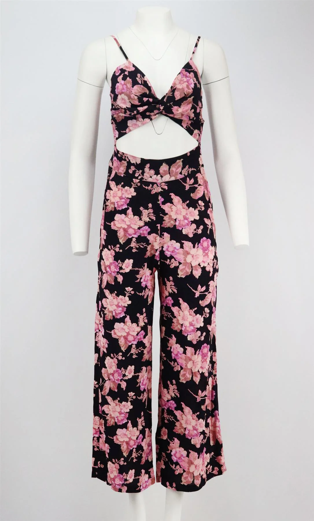 FLYNN SKYE CUTOUT FLORAL PRINT CREPE JUMPSUIT SMALL - Image 2