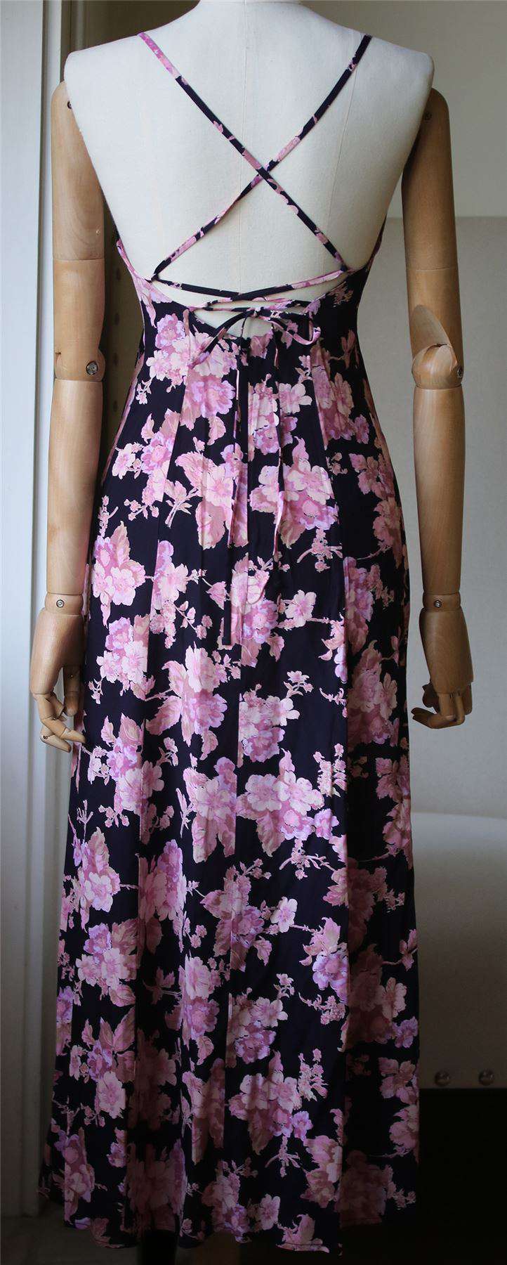 FLYNN SKYE DEBBIE FLORAL LACE-UP DRESS SMALL - Image 3
