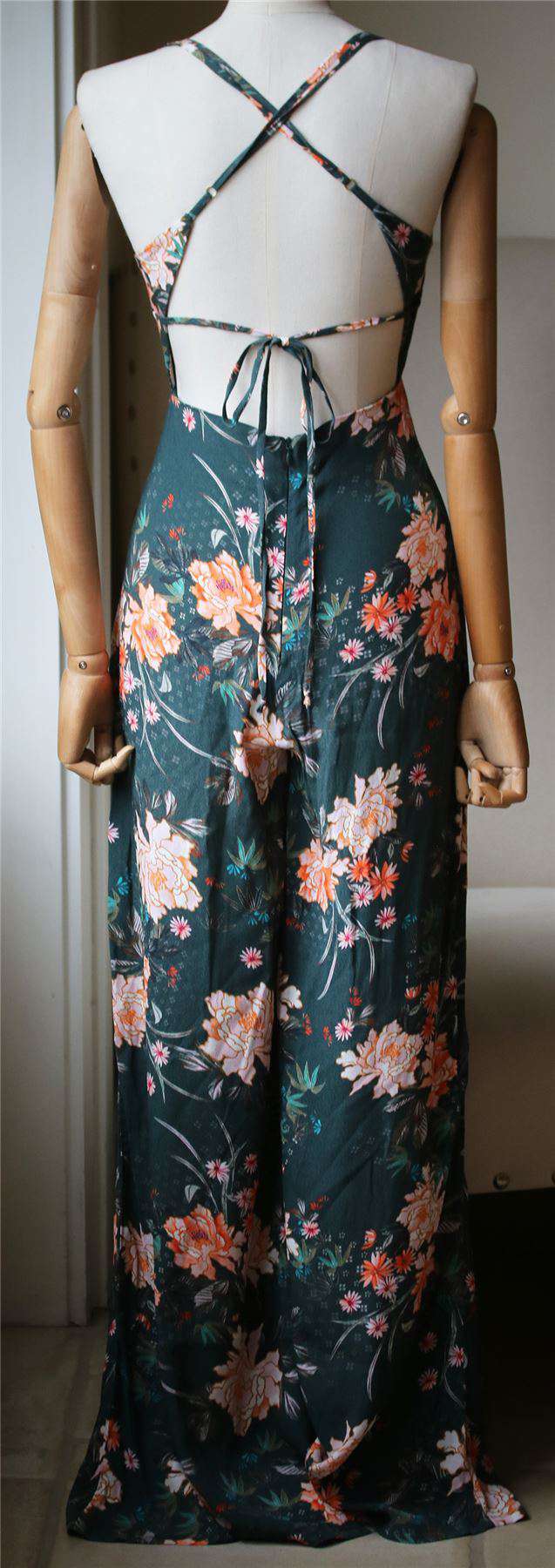 FLYNN SKYE FLORAL LACE UP JUMPSUIT XSMALL - Image 3