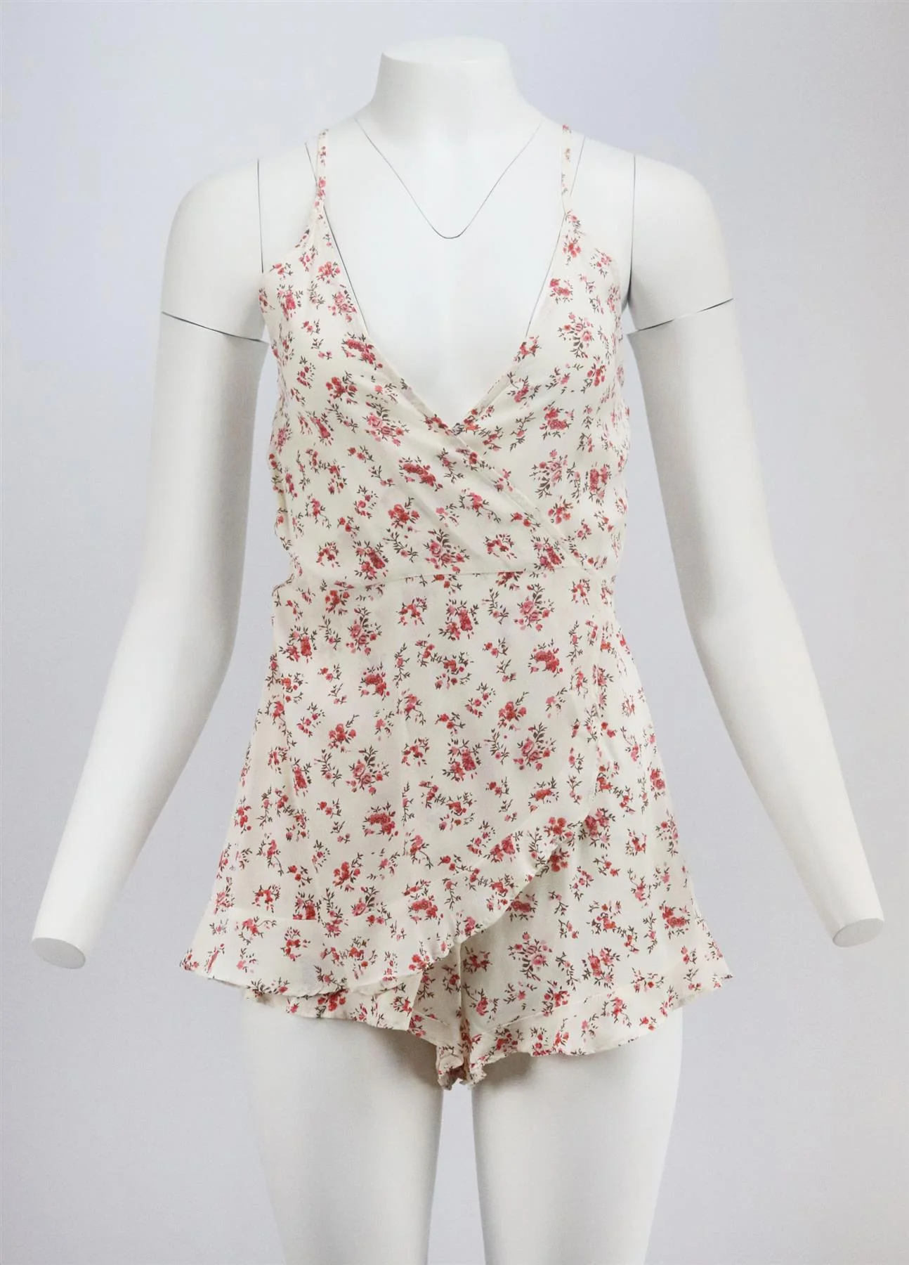 FLYNN SKYE WRAP EFFECT FLORAL PRINT CREPE PLAYSUIT SMALL - Image 2