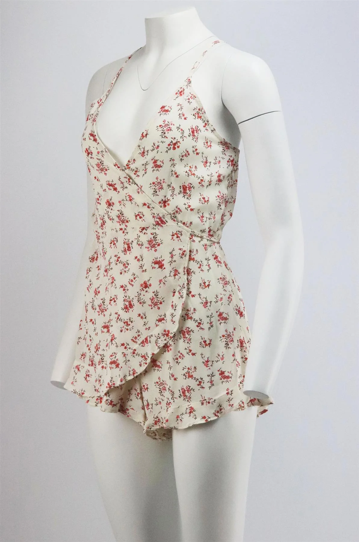 FLYNN SKYE WRAP EFFECT FLORAL PRINT CREPE PLAYSUIT SMALL - Image 3