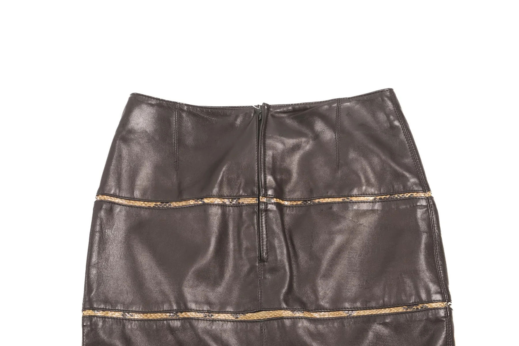 FONTANA COUTURE BLACK LEATHER MIDI SKIRT IT 40 UK 8 - Image 5