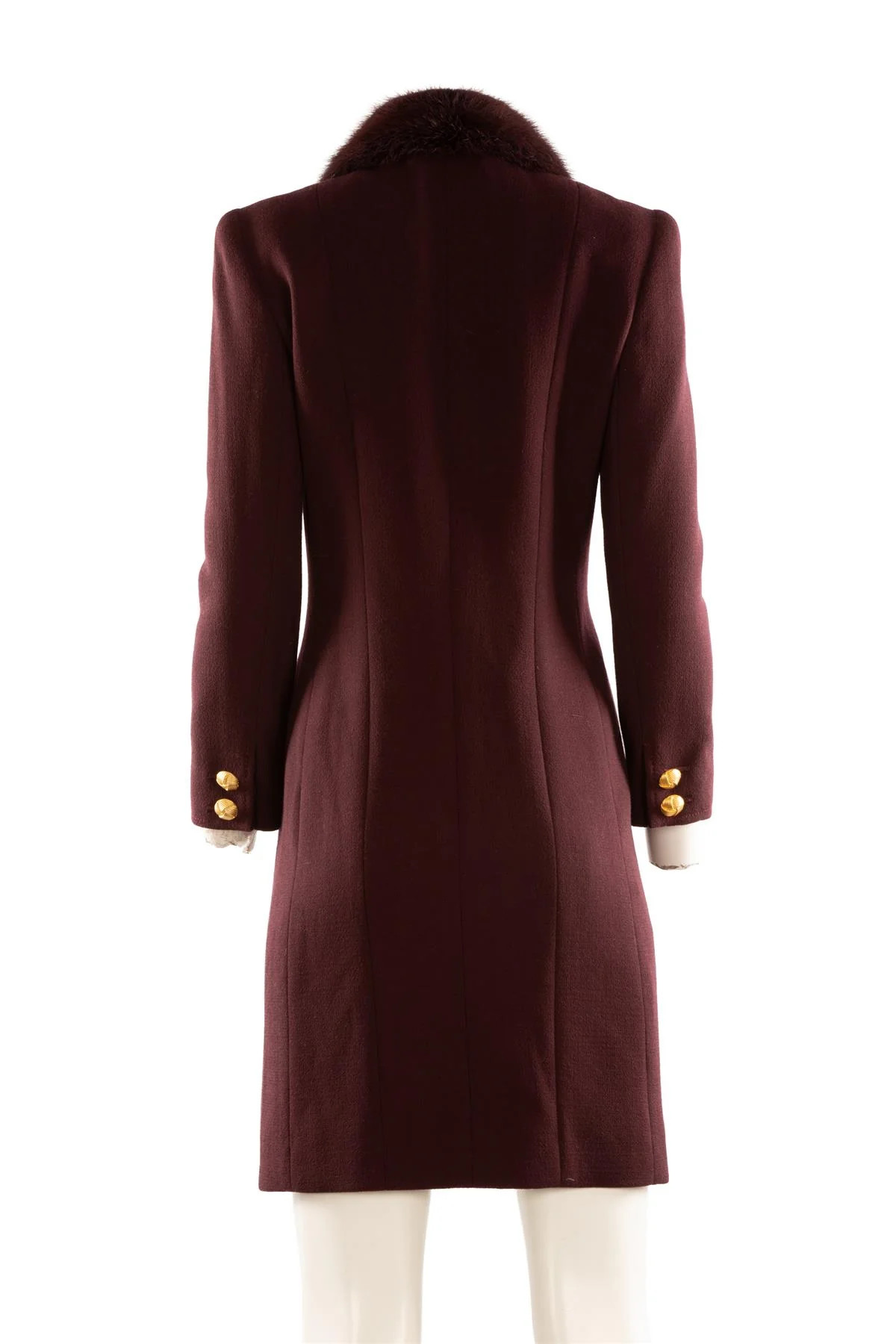 FONTANA COUTURE BURGUNDY MINK FUR AND WOOL COAT IT 40 UK 8 - Image 4