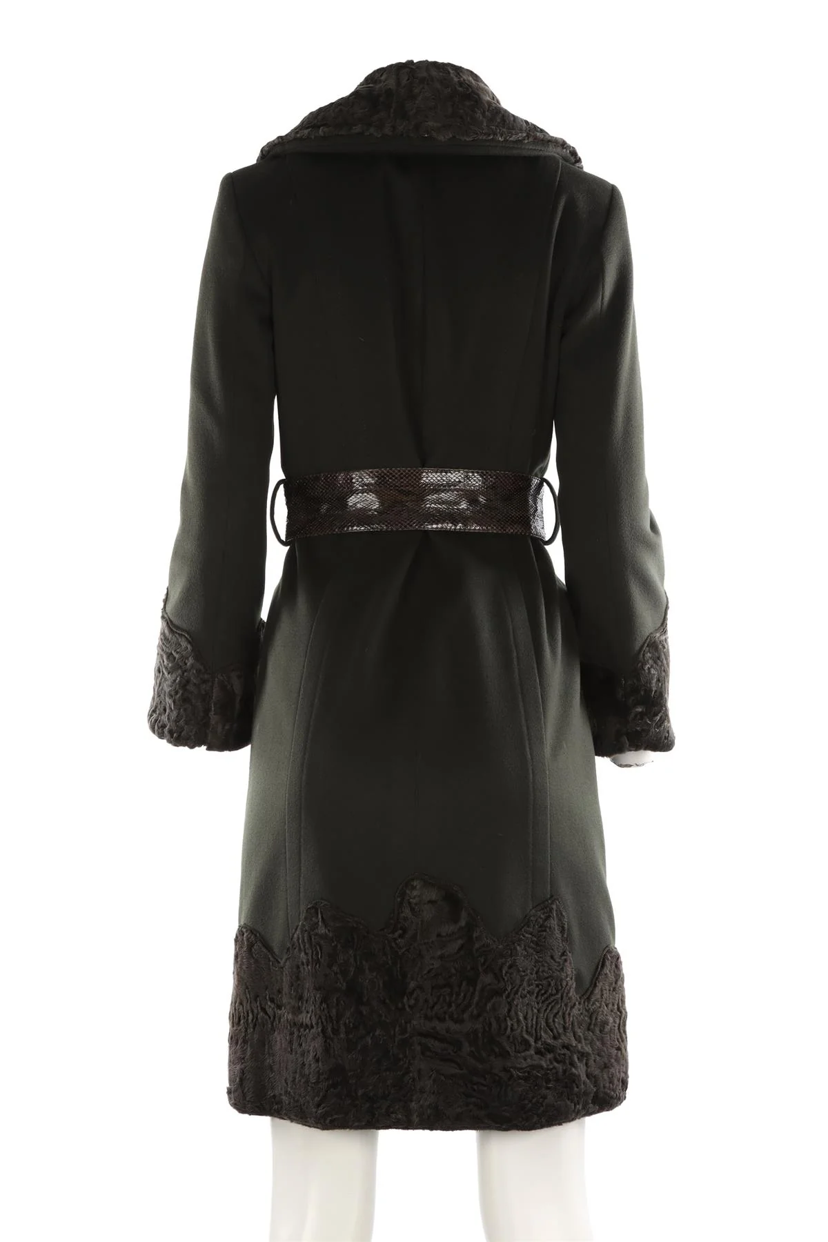 FONTANA COUTURE GREEN VINTAGE PERSIAN LAMB AND WOOL COAT IT 40 UK 8 - Image 4