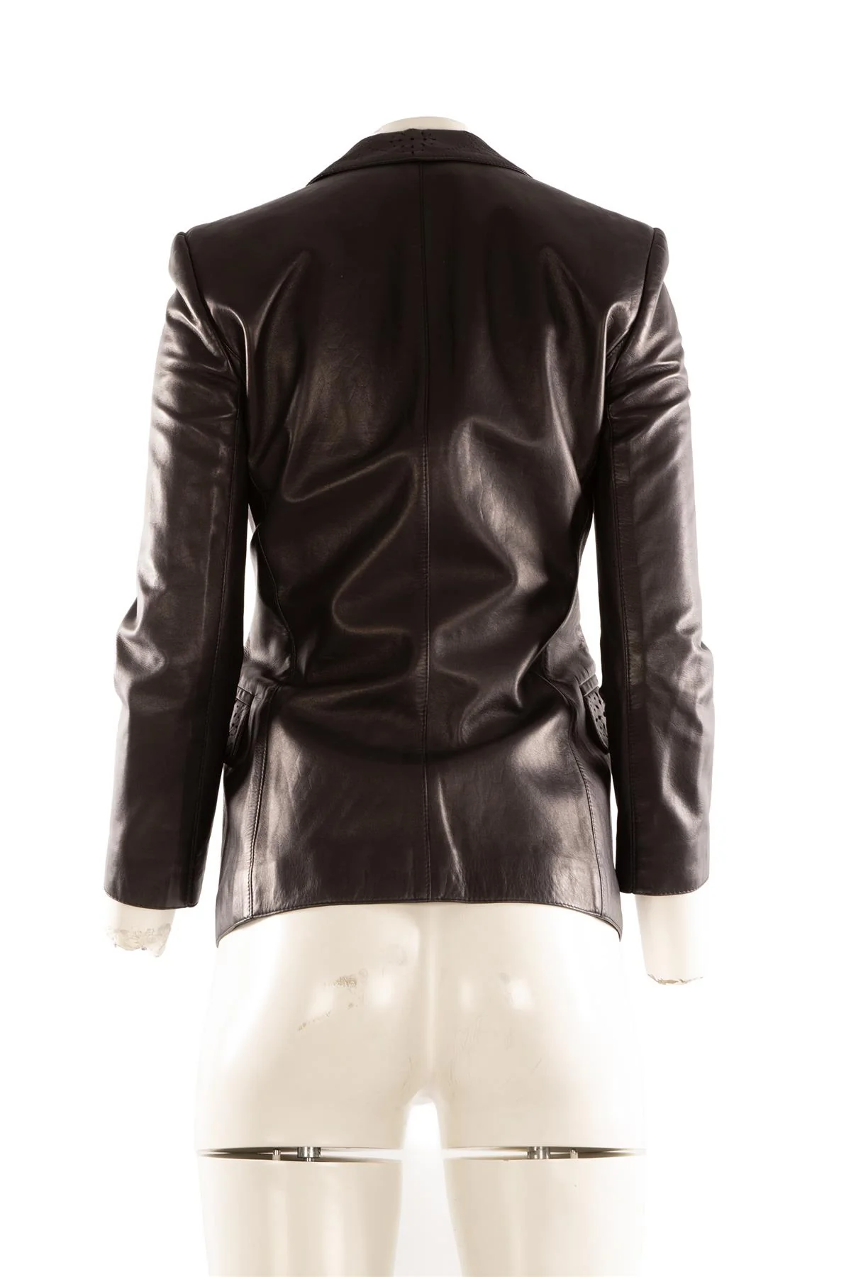 FONTANA COUTURE NAVY LEATHER JACKET IT 40 UK 8 - Image 4