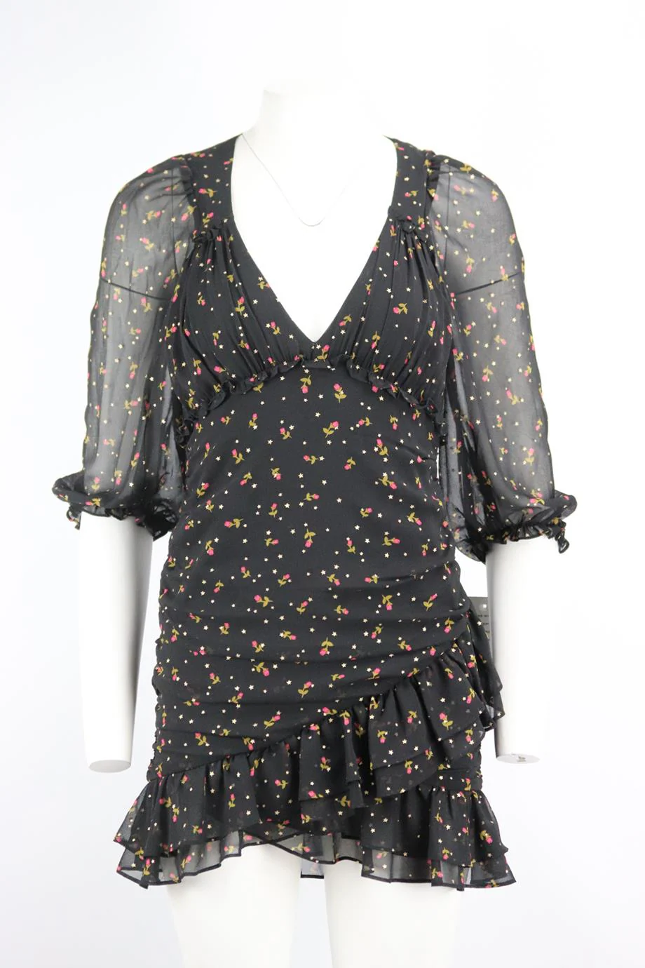 FOR LOVE AND LEMONS PRINTED CREPE MINI DRESS SMALL - Image 2