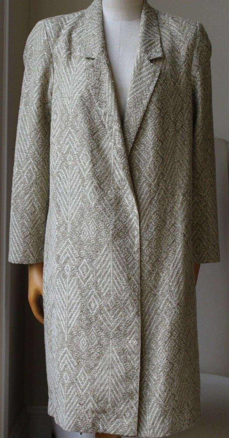 FORTE FORTE SINGLE BREASTED JACQUARD COAT UK 8 - Image 2
