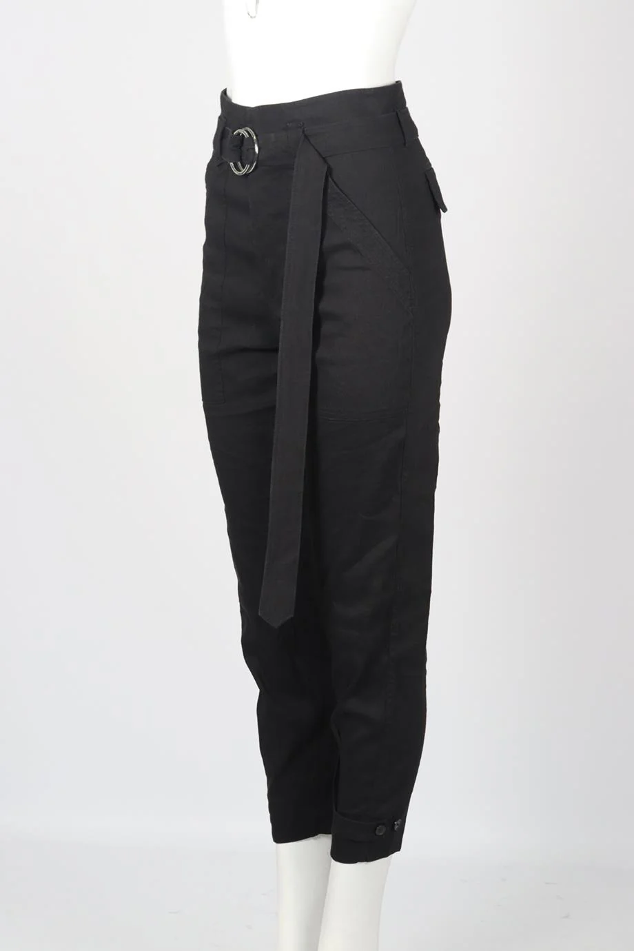 FRAME BELTED LINEN BLEND TAPERED PANTS XSMALL - Image 3