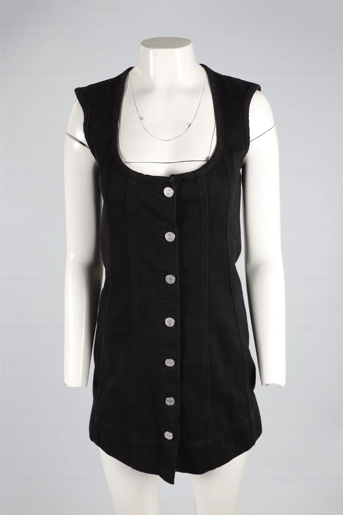 FRAME BLACK DENIM MINI DRESS US 2 UK 6 - Image 2