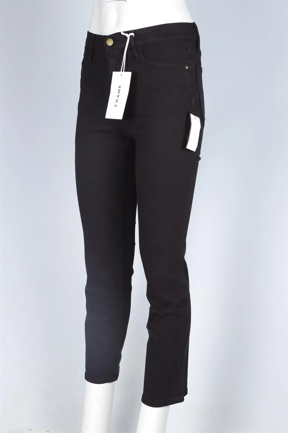 FRAME BLACK HIGH RISE STRAIGHT LEG JEANS W27 UK 8-10 - Image 3