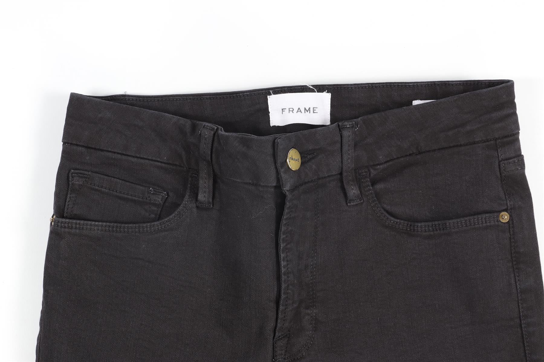 FRAME BLACK HIGH RISE STRAIGHT LEG JEANS W28 UK 10 - Image 3
