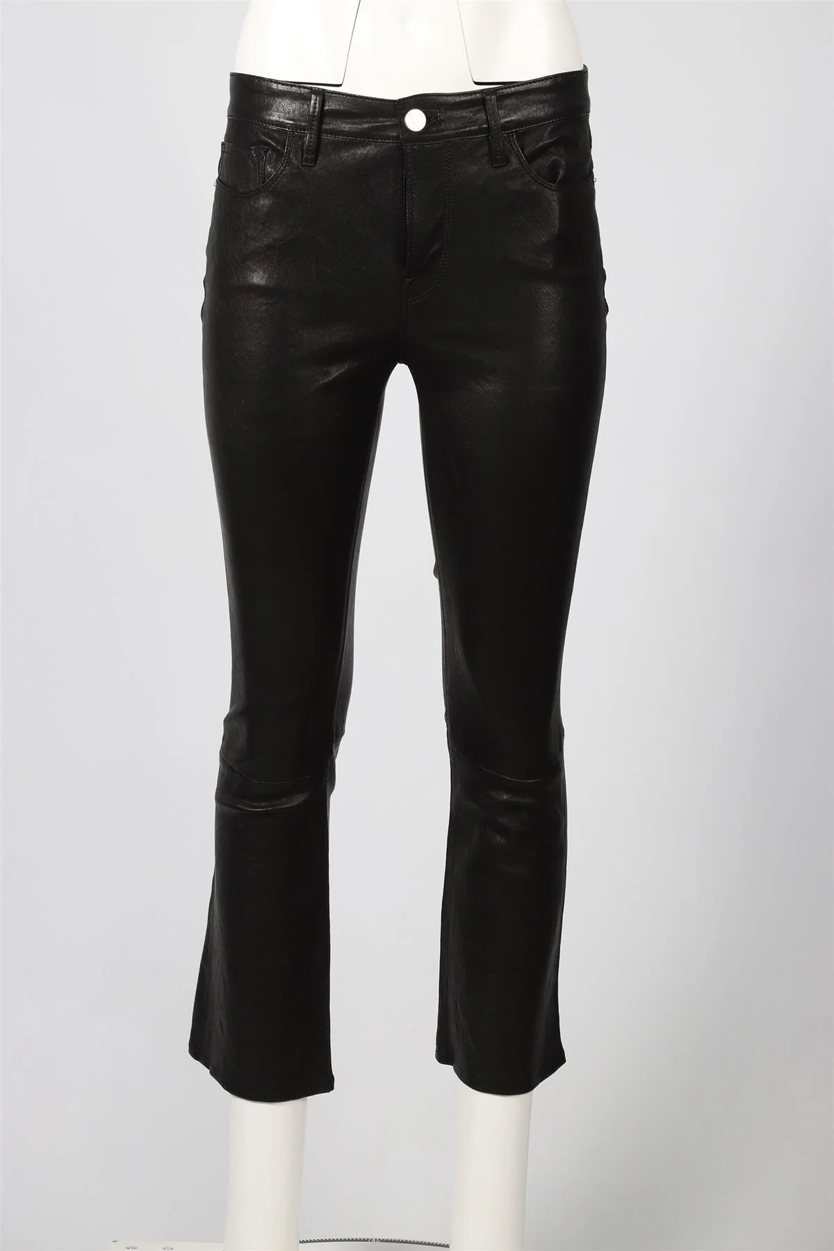 FRAME BLACK LEATHER STRAIGHT LEG PANTS W28 UK 10 - Image 2