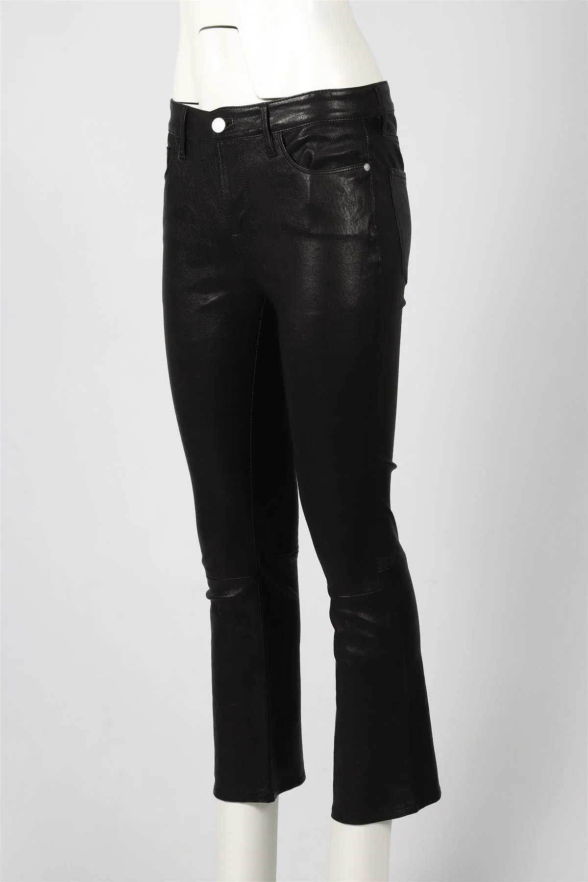 FRAME BLACK LEATHER STRAIGHT LEG PANTS W28 UK 10 - Image 3