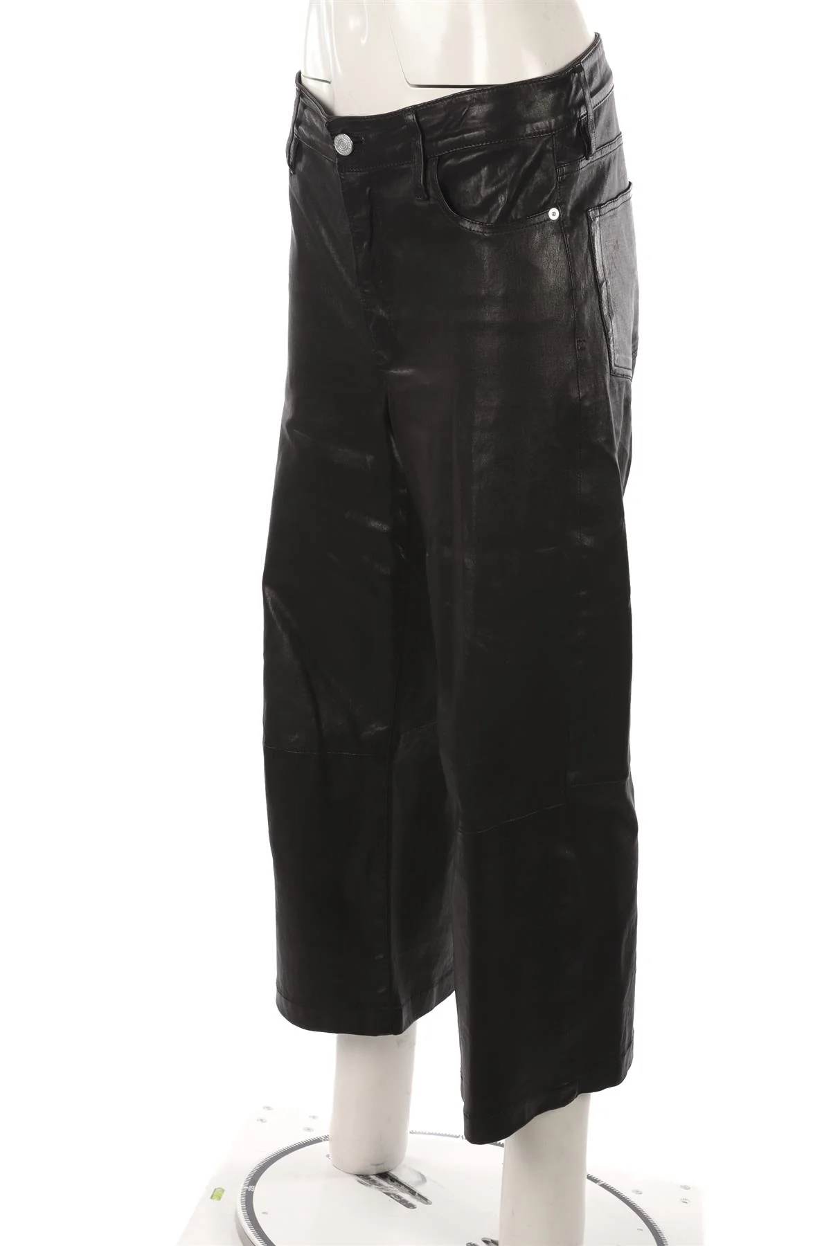 FRAME BLACK LEATHER WIDE LEG PANTS - Image 3