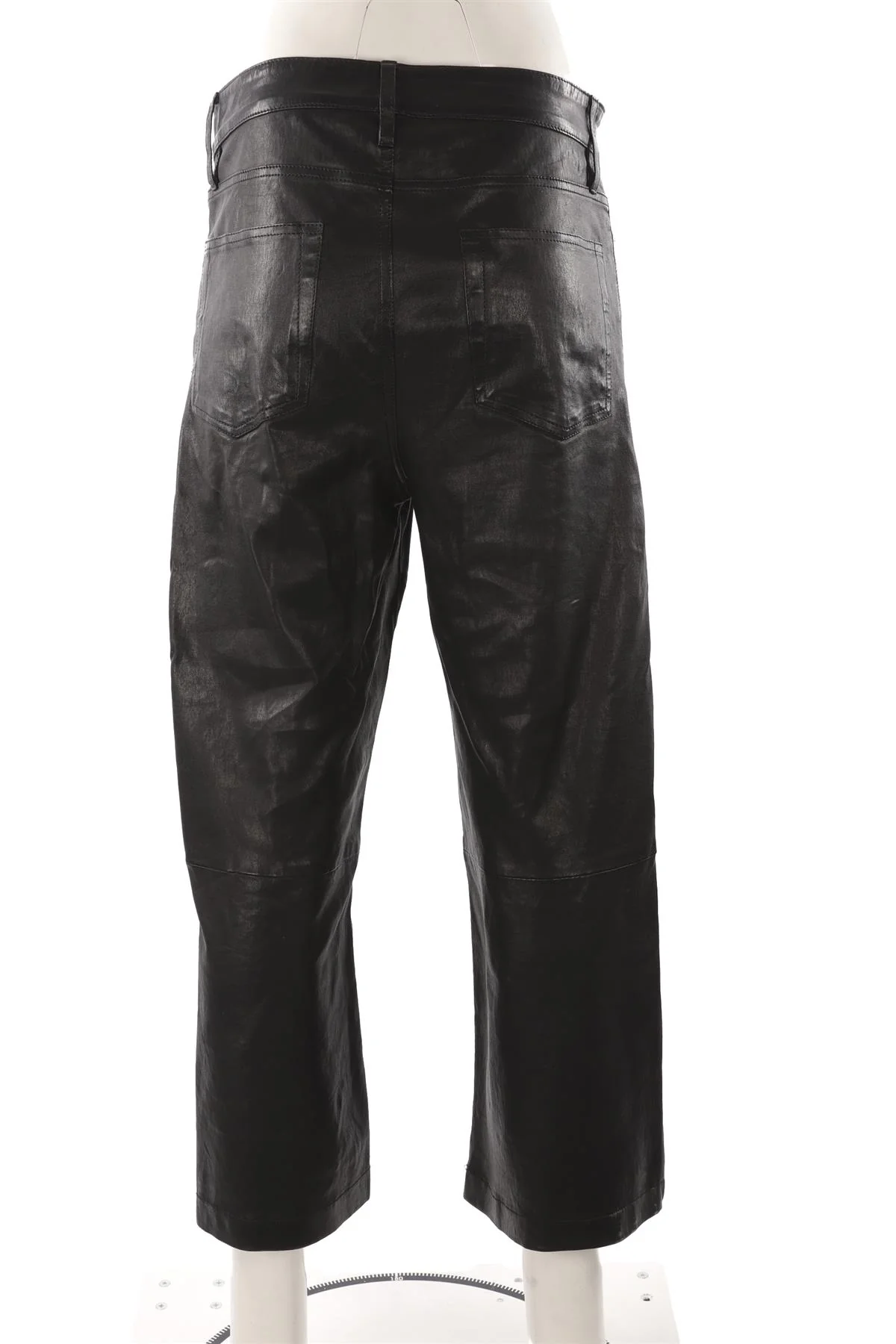 FRAME BLACK LEATHER WIDE LEG PANTS - Image 4