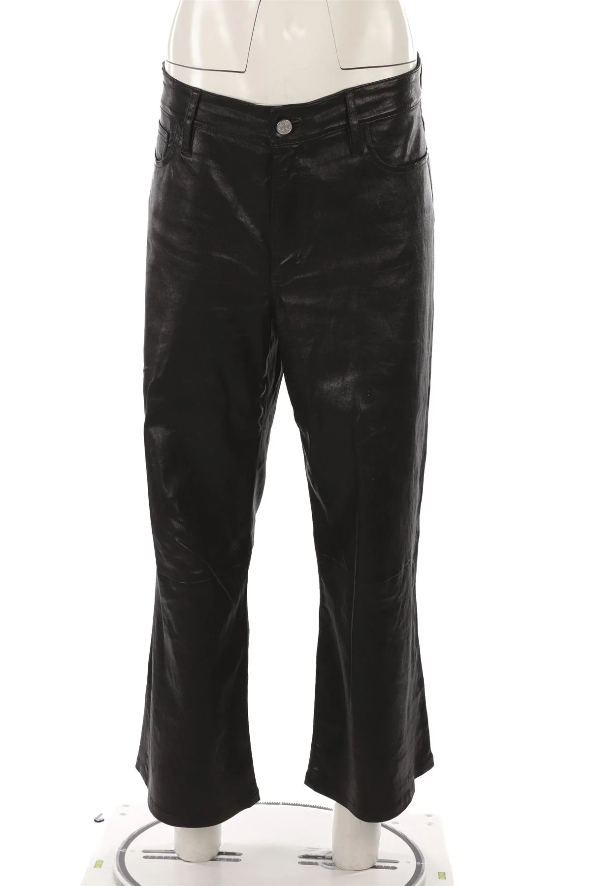 FRAME BLACK LEATHER WIDE LEG PANTS UK 8 - Image 2