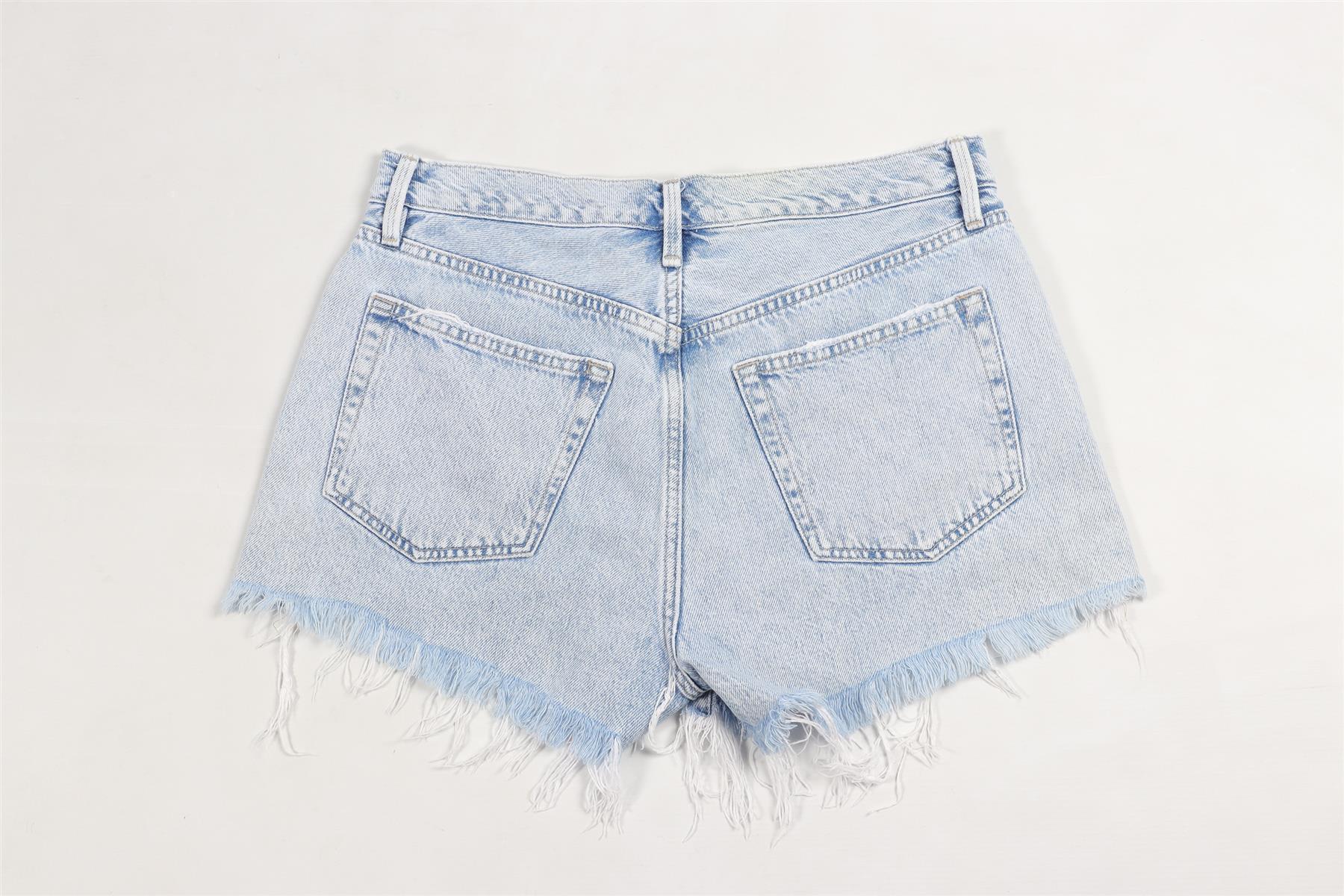 FRAME BLUE HIGH RISE DENIM SHORTS W27 UK 8-10 - Image 4