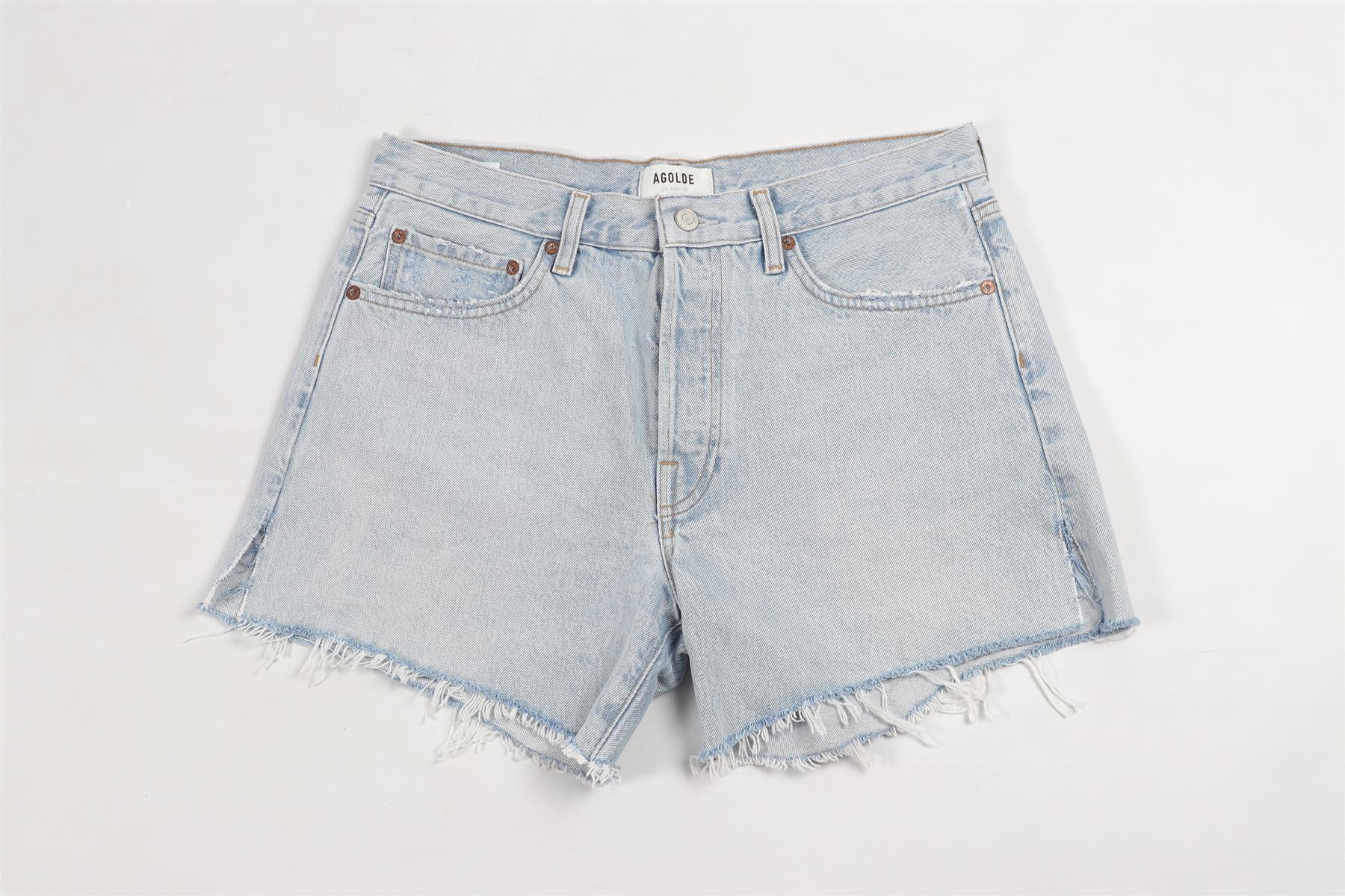 FRAME BLUE HIGH RISE DENIM SHORTS W29 UK 10-12 - Image 2