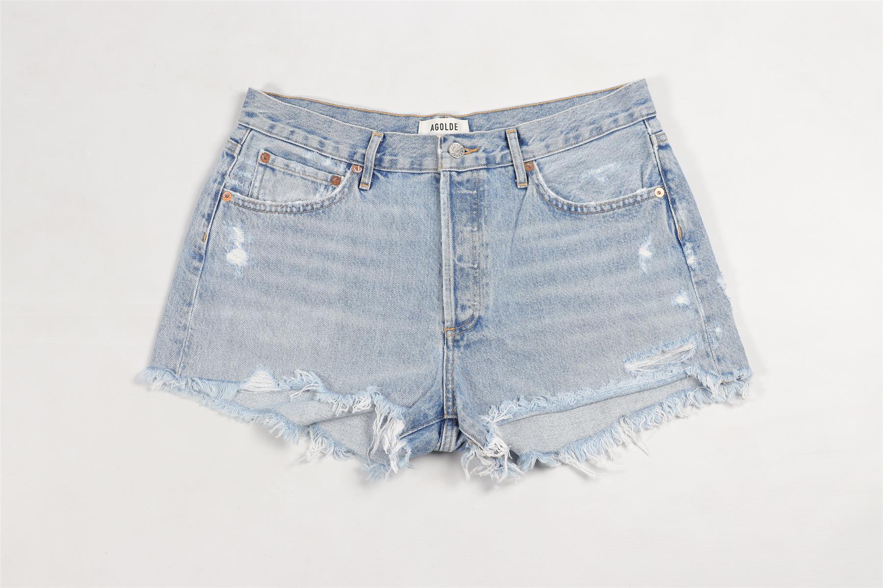 FRAME BLUE HIGH RISE DENIM SHORTS W29 UK 10-12 - Image 2