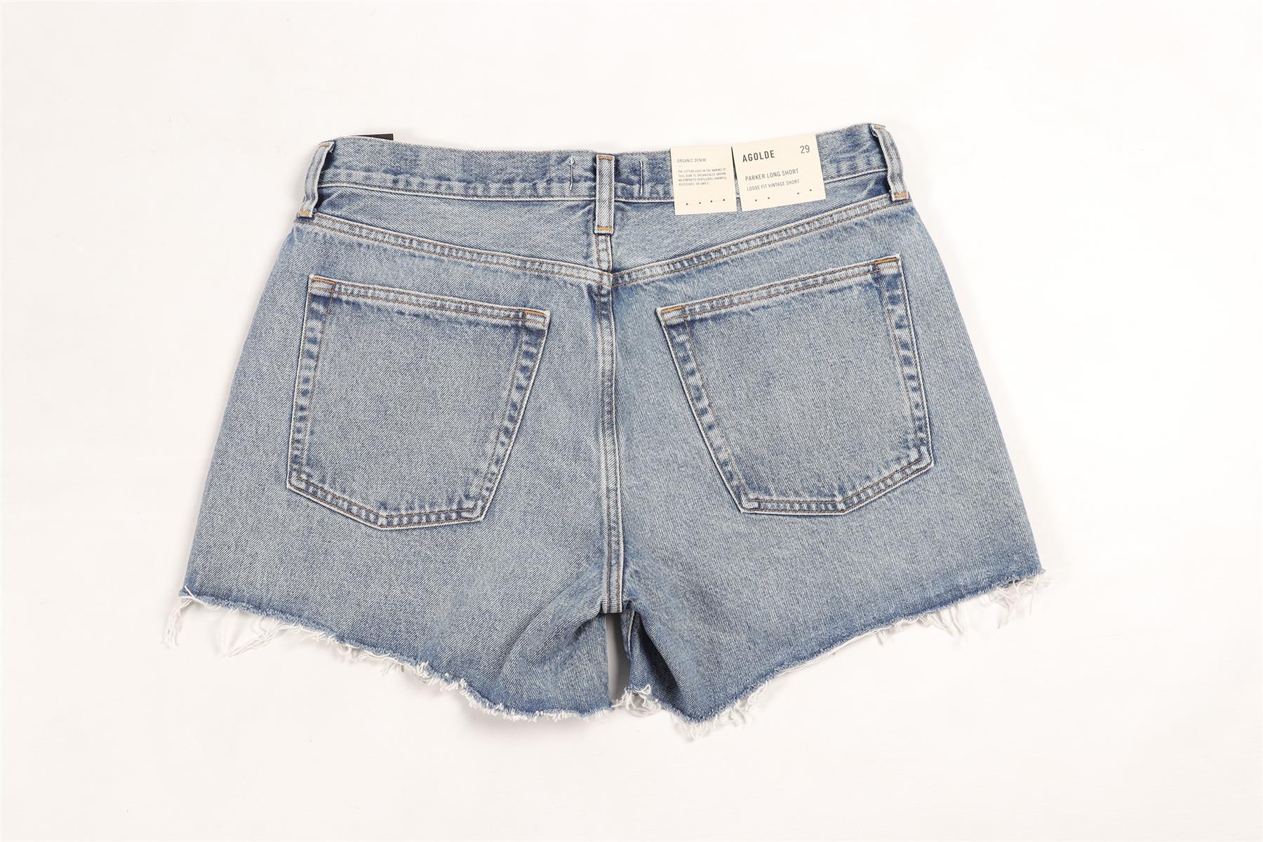 FRAME BLUE HIGH RISE DENIM SHORTS W29 UK 10-12 - Image 4