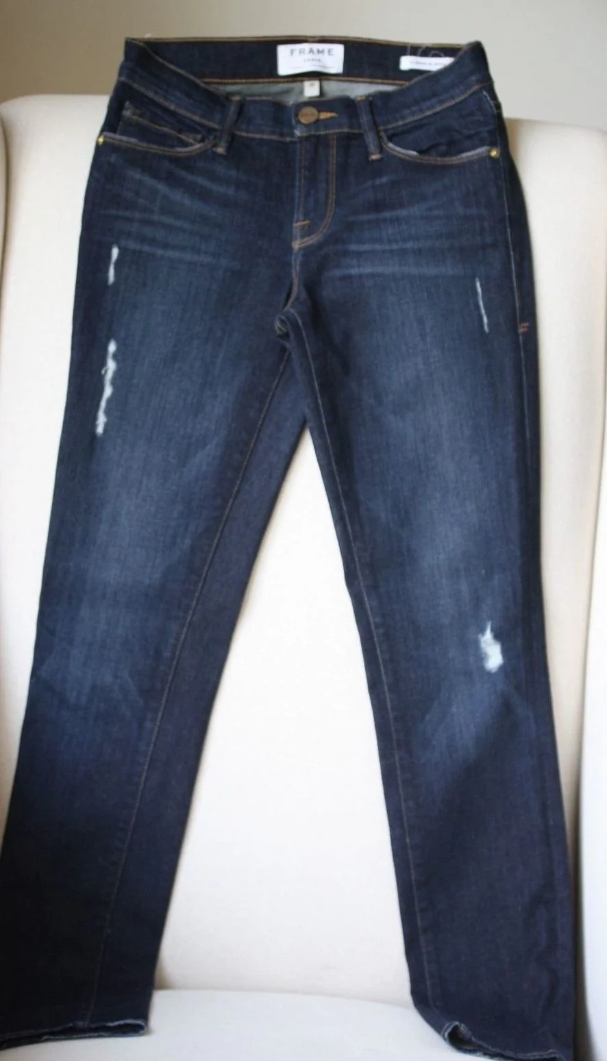 FRAME DENIM LE SKINNY DE JEANNE DISTRESSED JEANS IN LOS FELIZ W25 UK 6/8 - Image 2