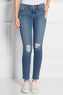FRAME DENIM LE SKINNY DE JEANNE DISTRESSED JEANS W25 UK 6/8 - Image 9