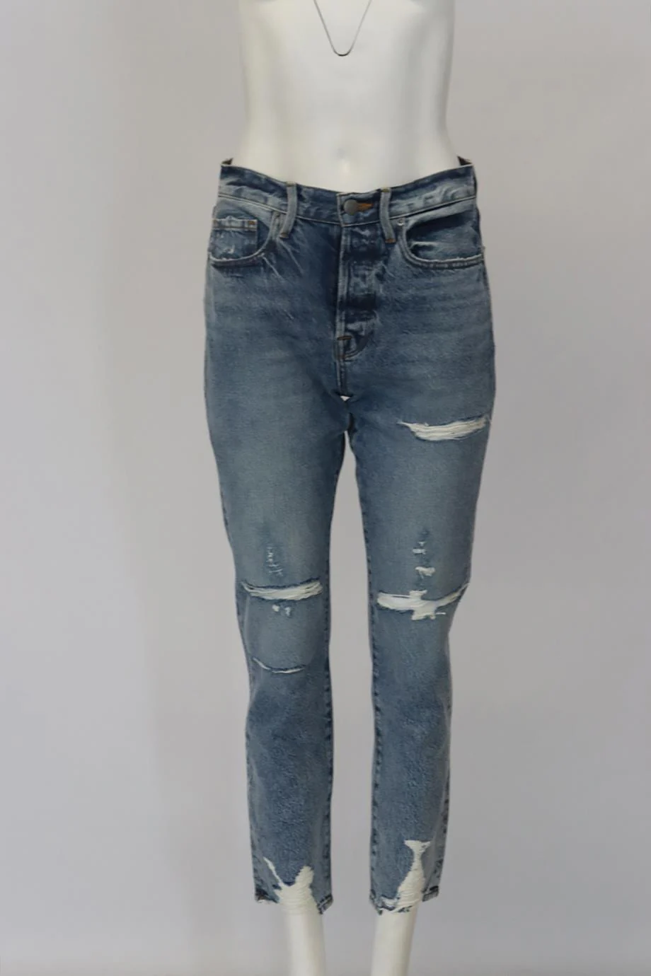 FRAME DISTRESSED HIGH RISE STRAIGHT LEG JEANS W27 UK 8/10 - Image 2