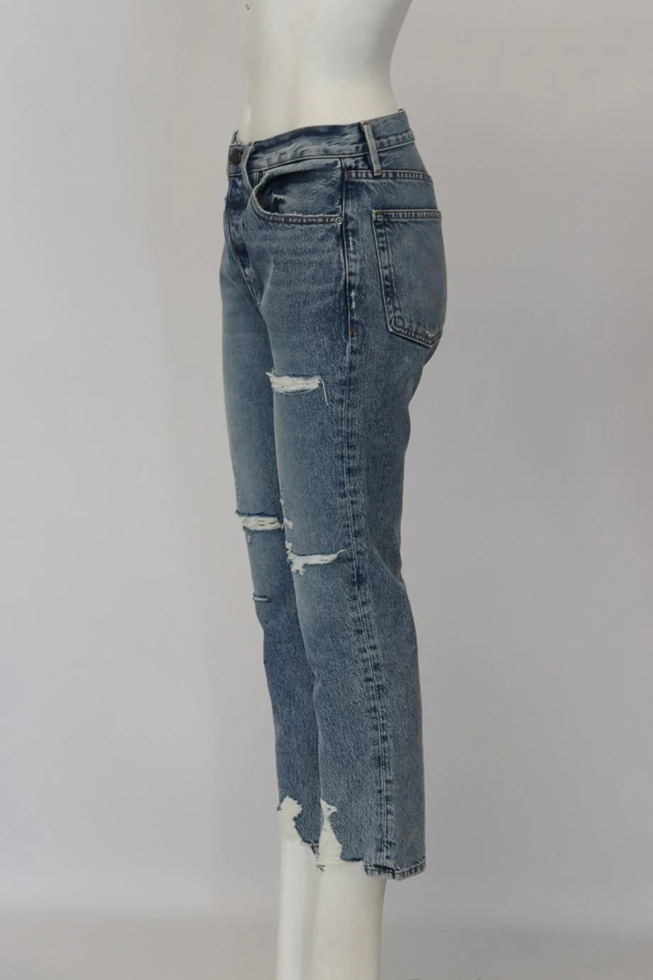 FRAME DISTRESSED HIGH RISE STRAIGHT LEG JEANS W27 UK 8/10 - Image 3