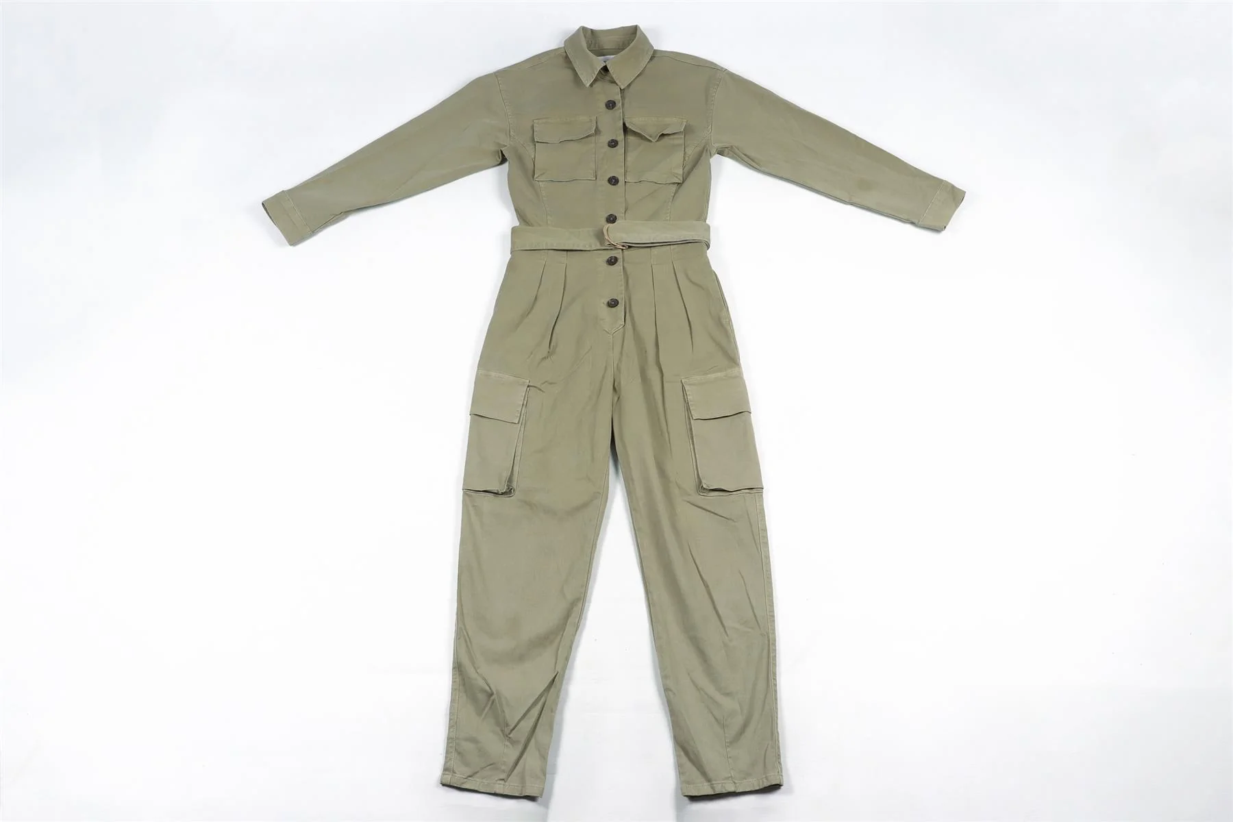 FRAME GREEN COTTON JUMPSUIT XXSMALL - Image 2