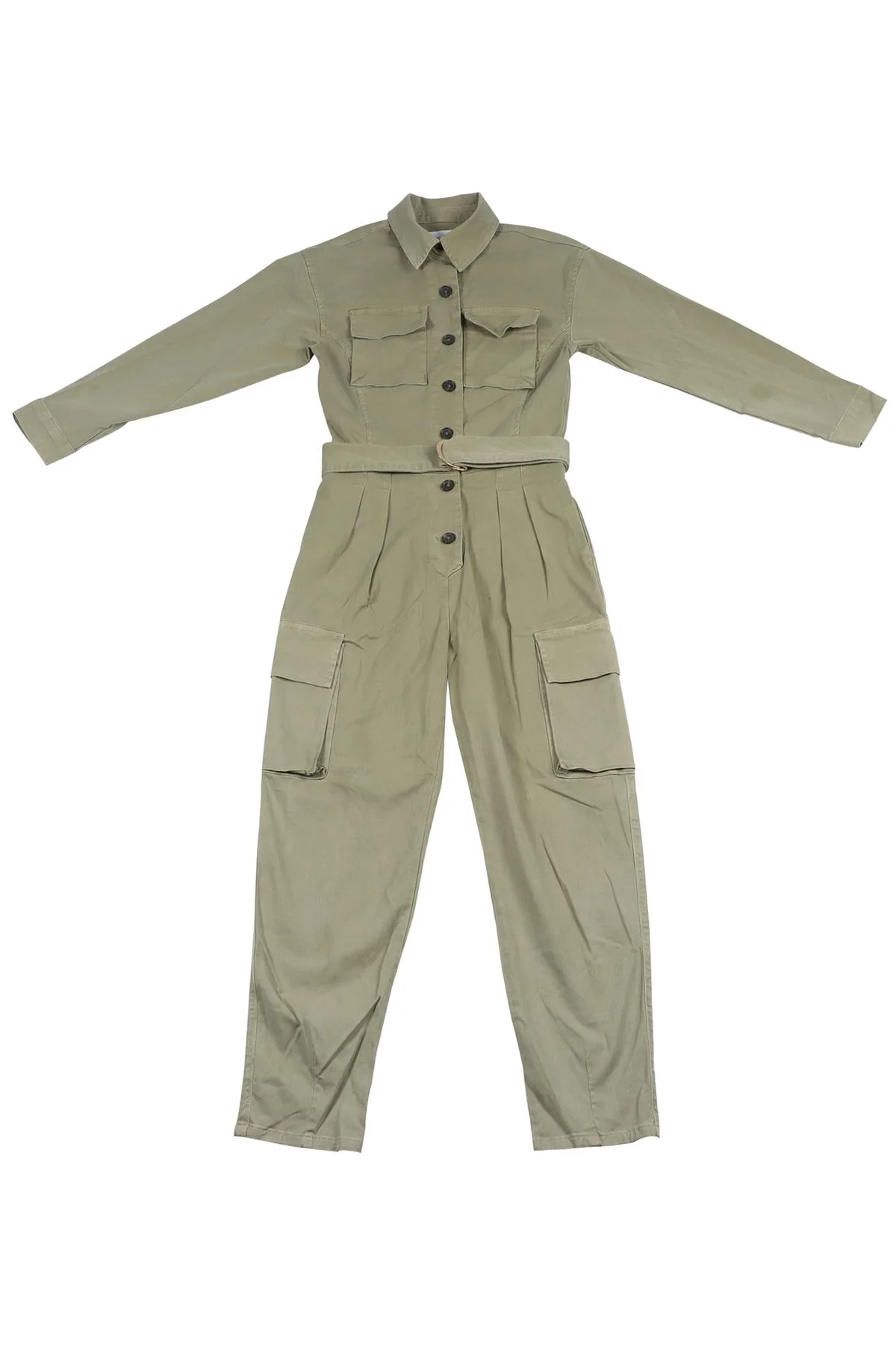 FRAME GREEN COTTON JUMPSUIT XXSMALL - Image 6