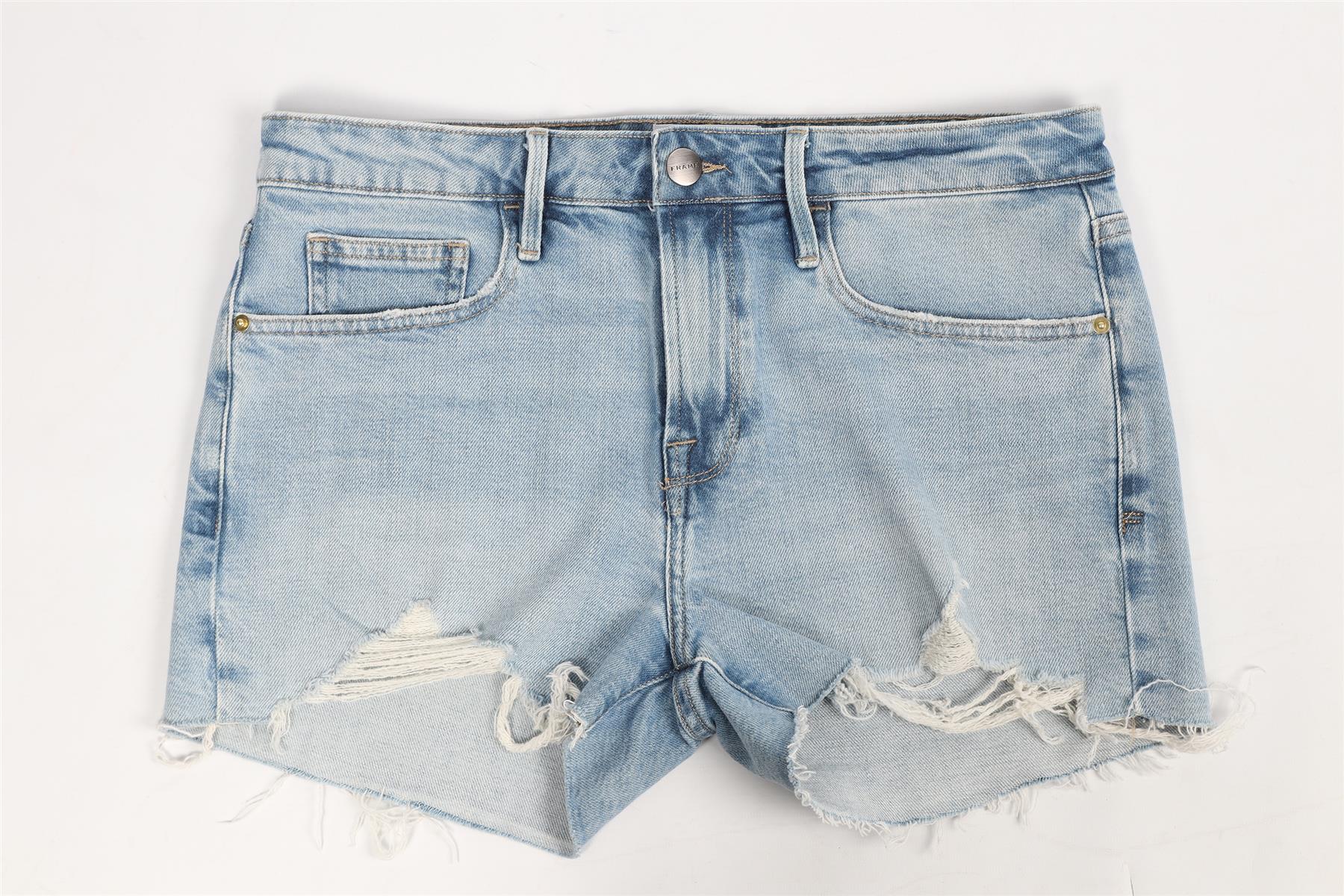 FRAME HIGH RISE DENIM SHORTS W27 UK 8-10 - Image 2